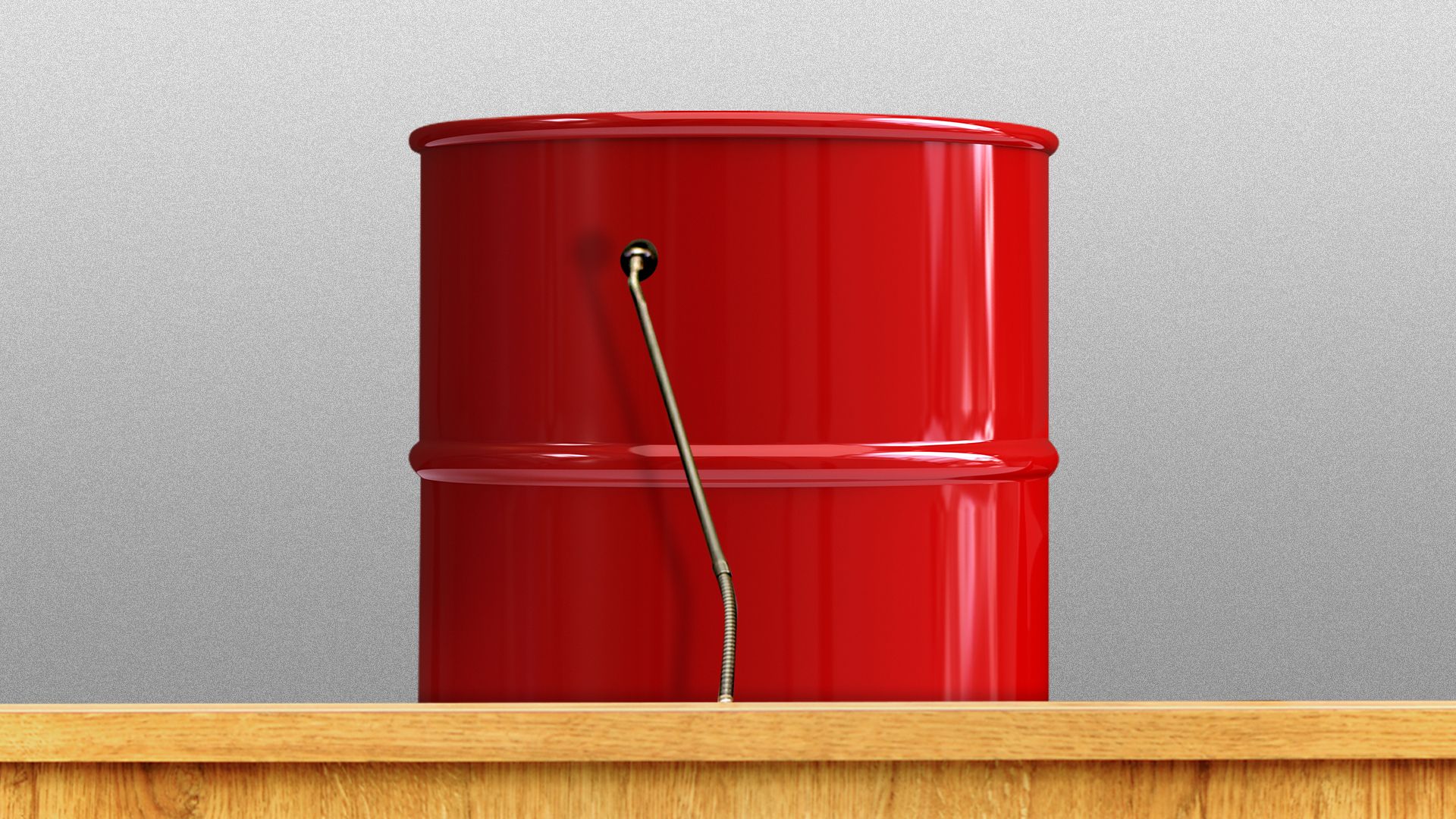 Illustration of an oil barrel behind a microphone