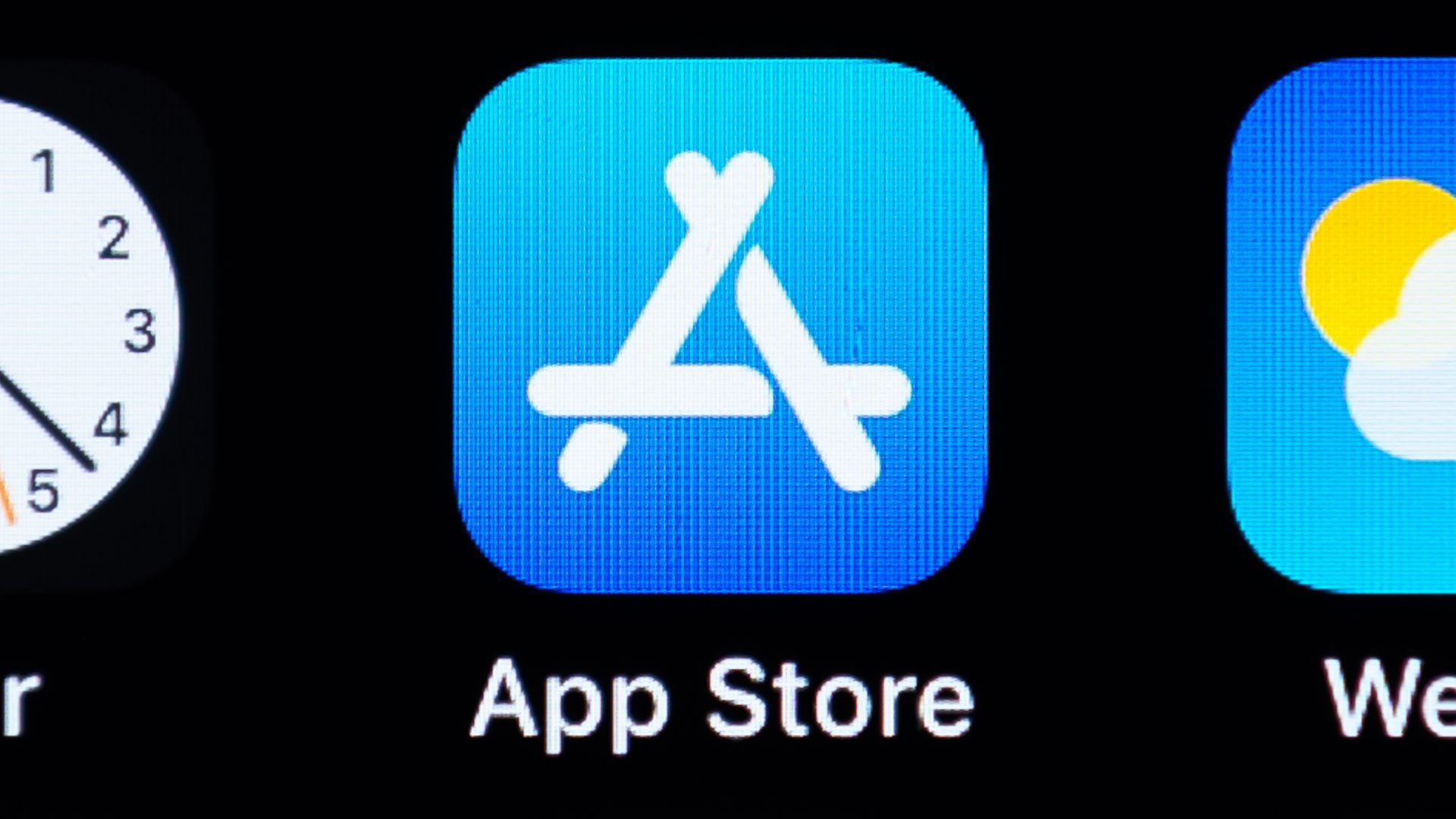 A close-up photo of the App Store icon.
