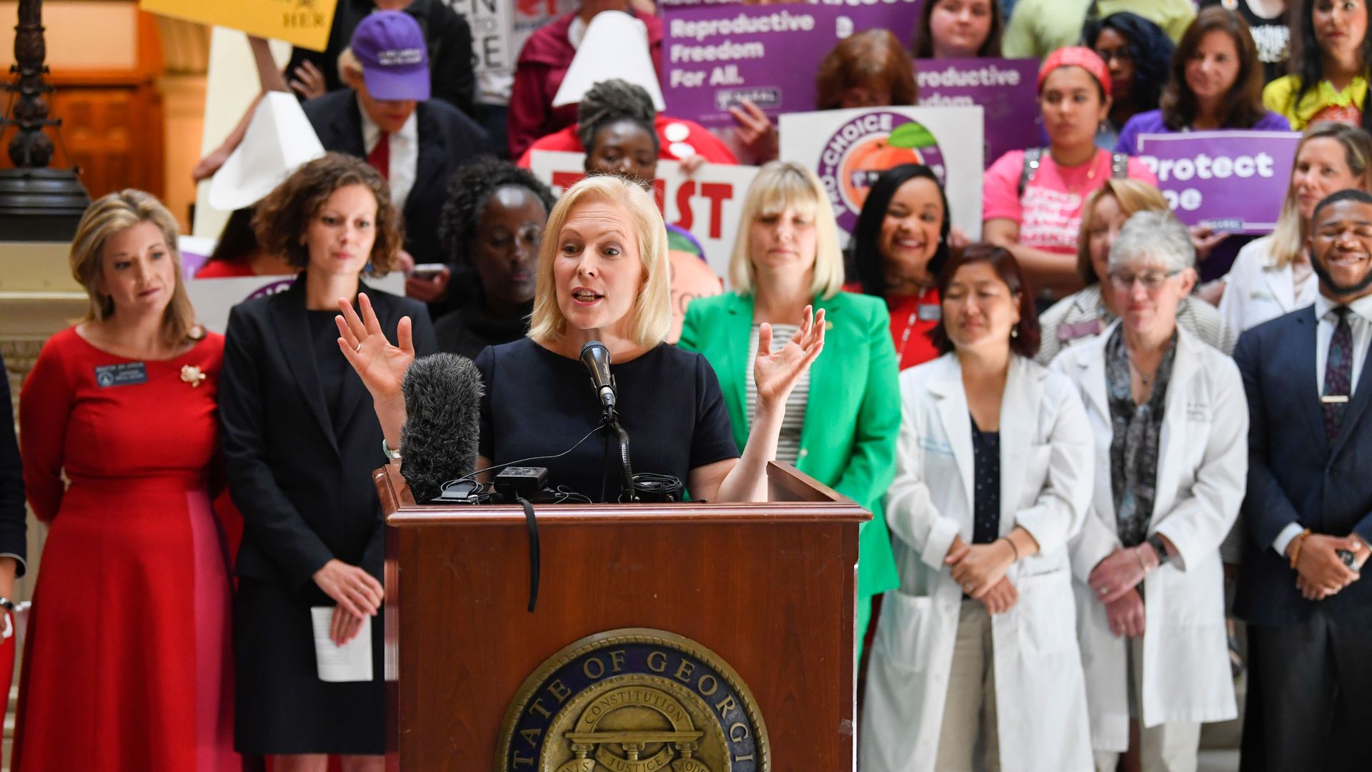 Sen. Kirsten Gillibrand with pro-abortion activists