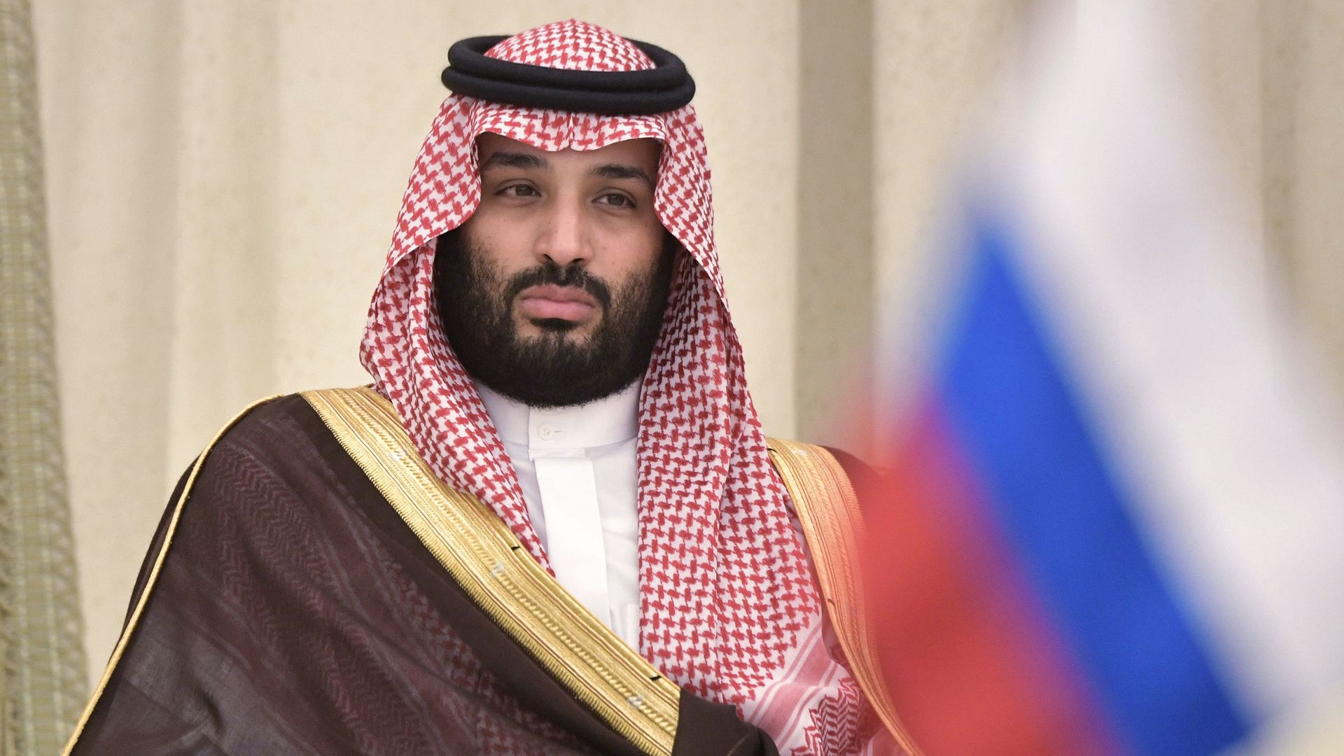 Saudi Crown Prince Mohammed Bin Salman sits 