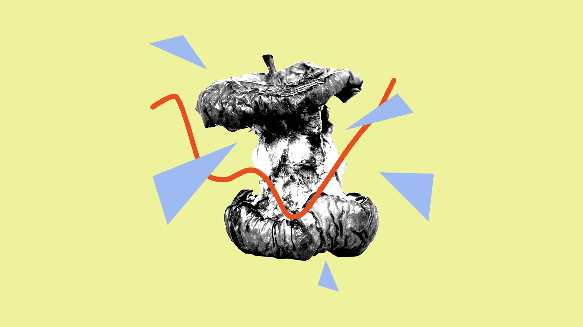 Illustration of an rotting apple core