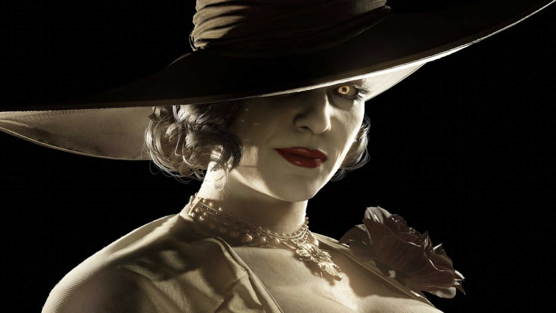 A screenshot of Resident Evil Village's Dimitrescu 