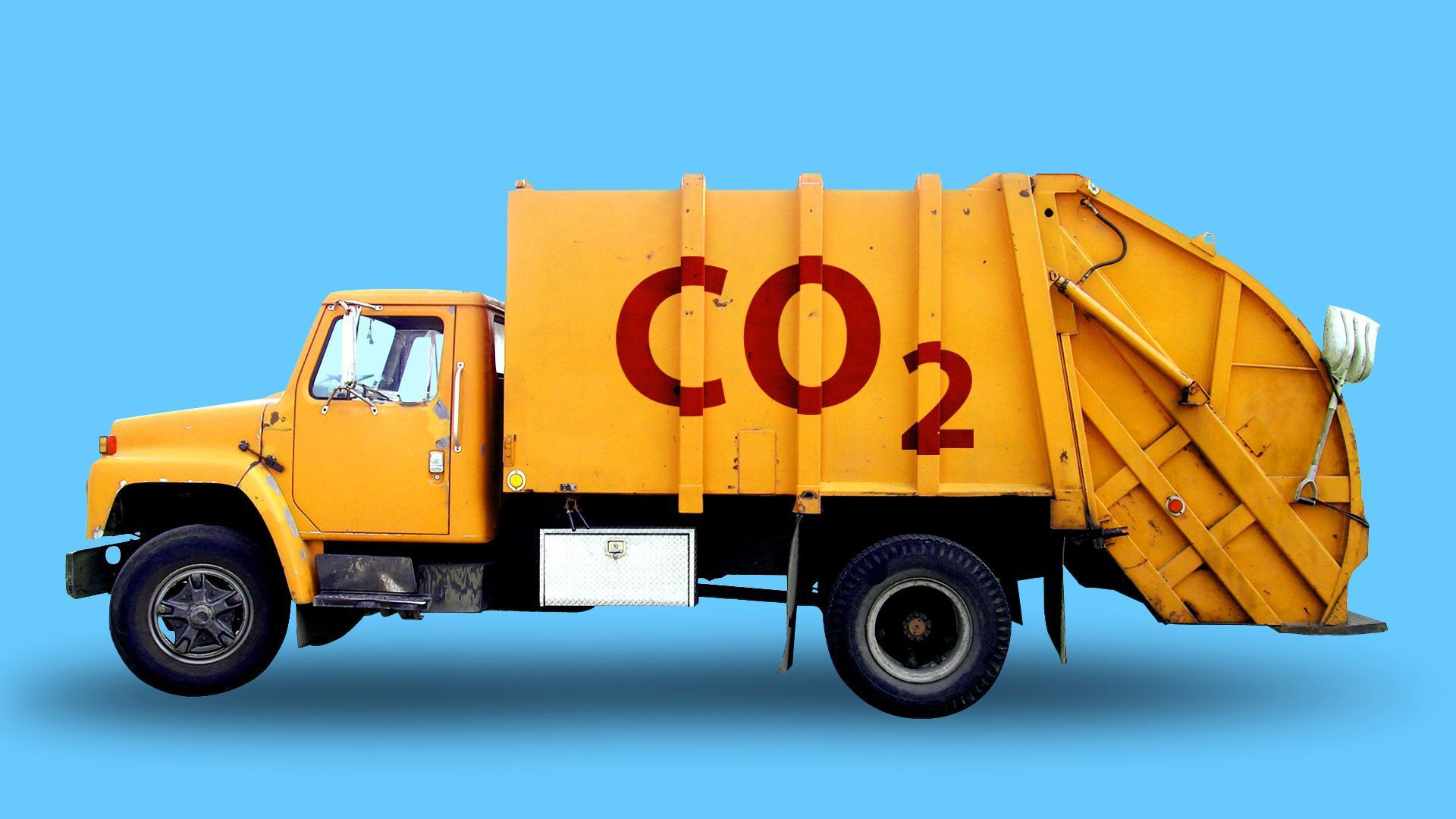 A dump truck with Co2 on it. 