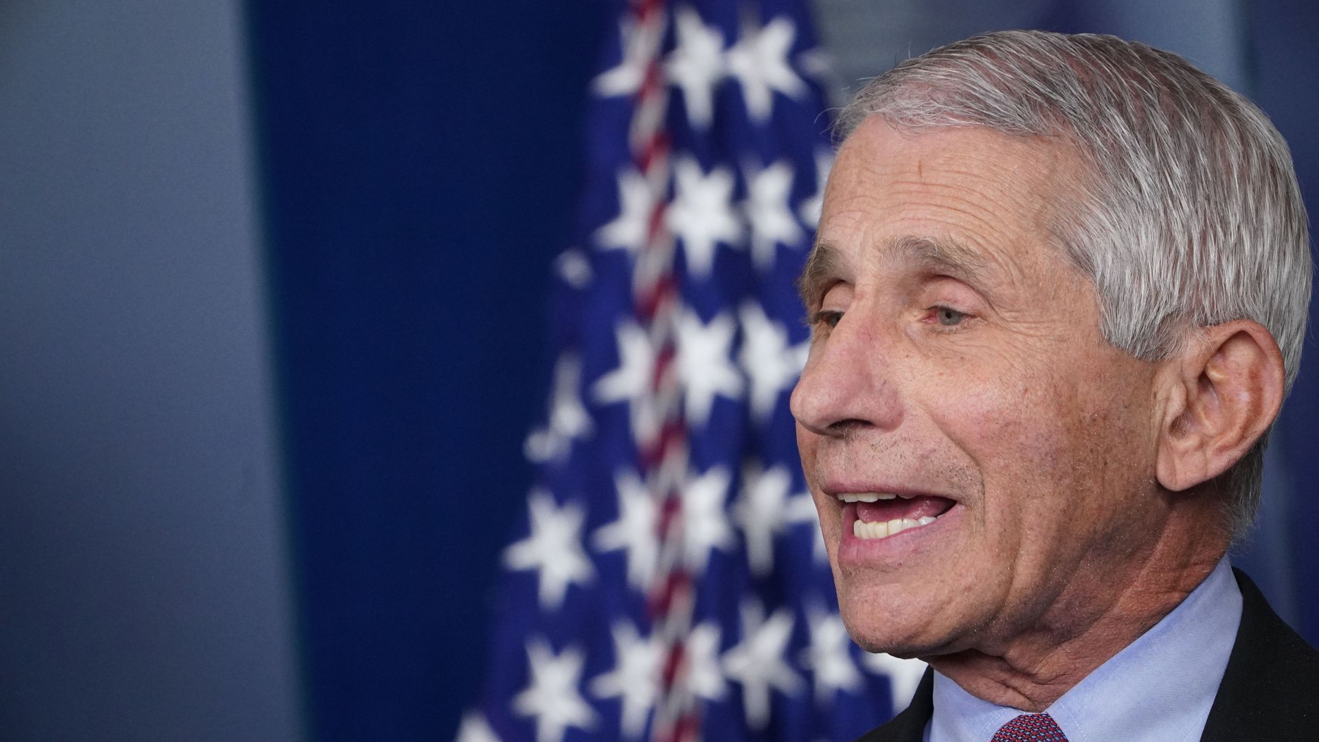 Director of the National Institute of Allergy and Infectious Diseases Anthony Fauci speaking at a press conference