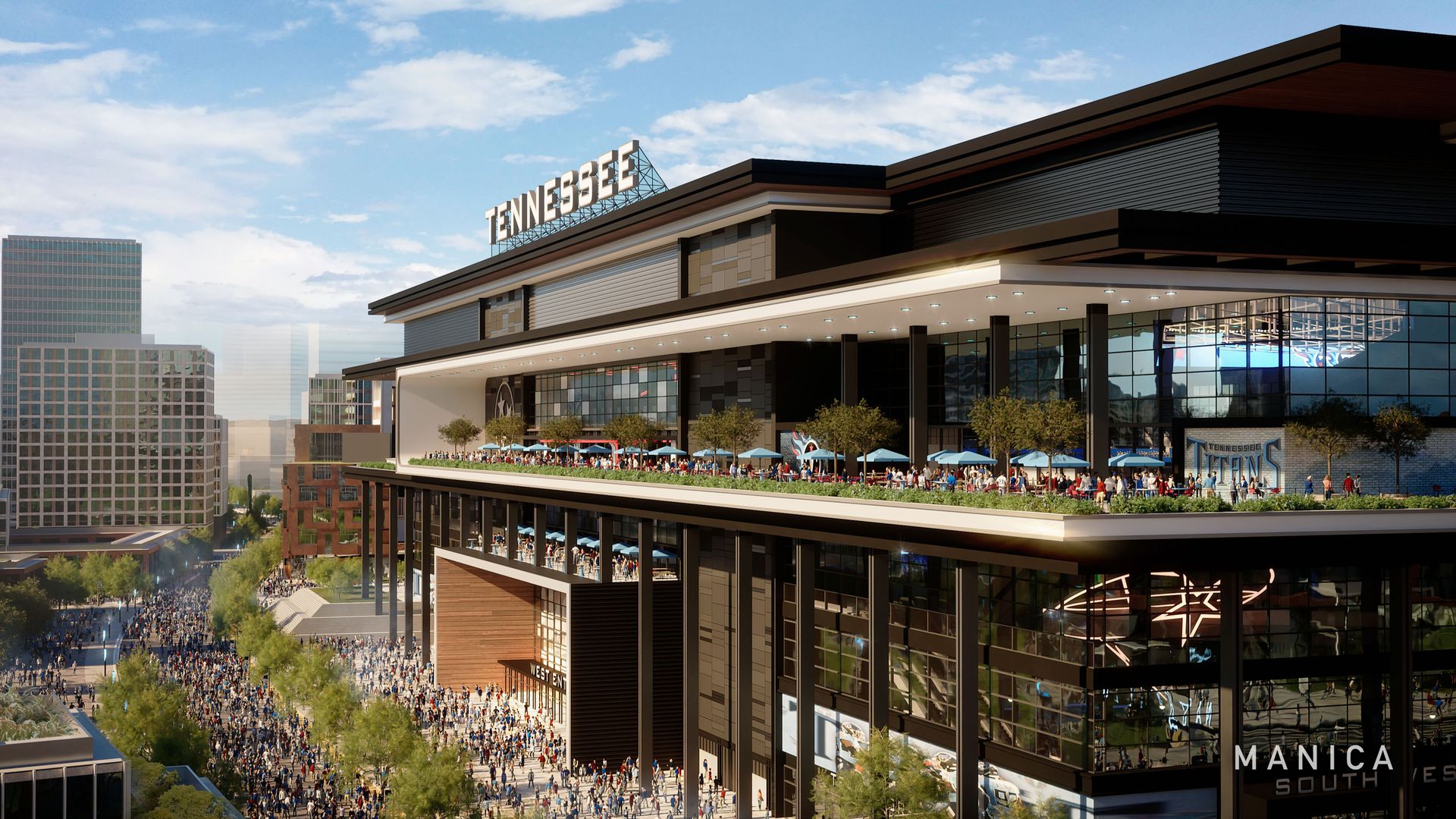 A rendering of the proposed Titans stadium
