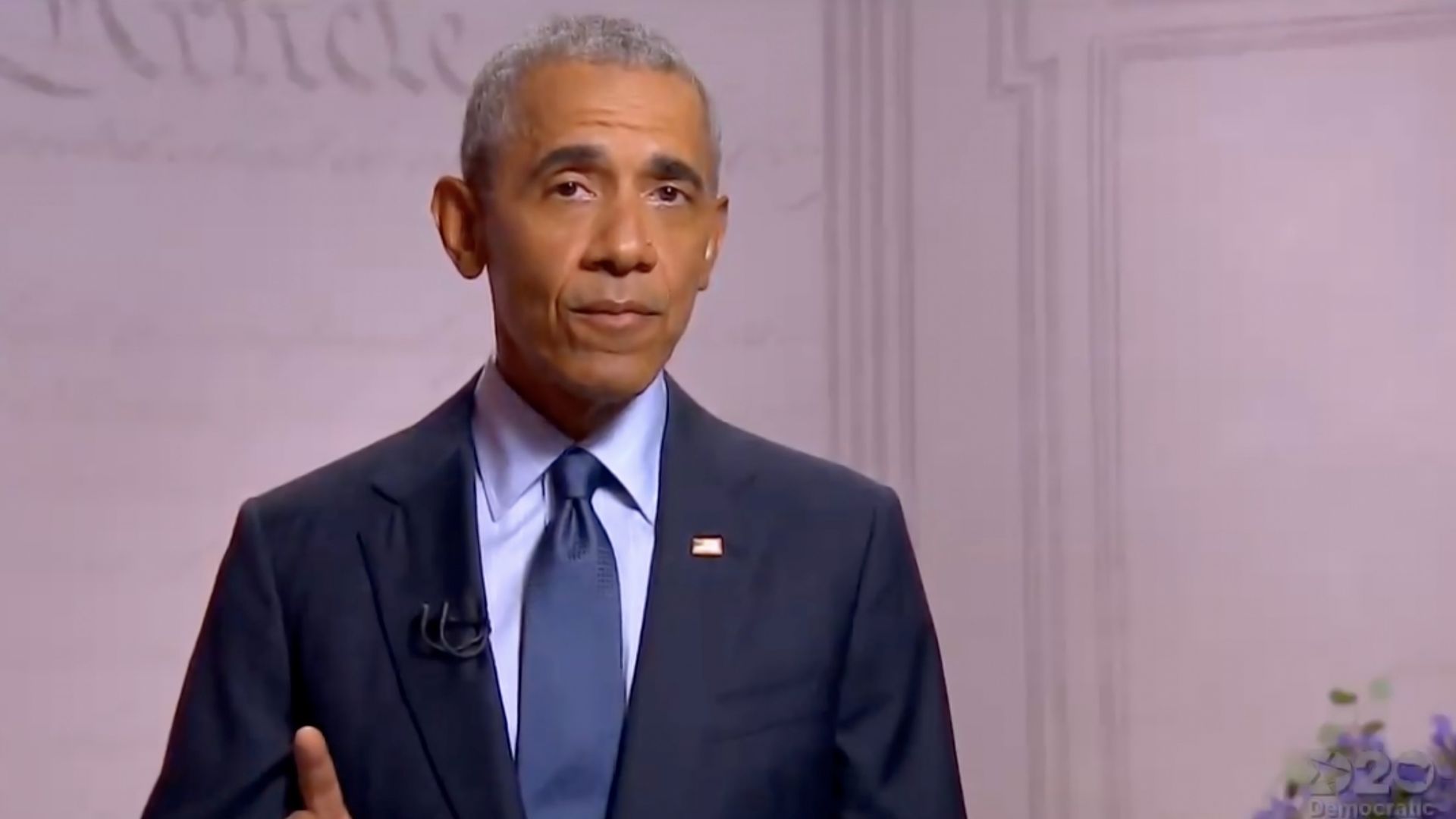 Former U.S. President Barack Obama addresses the virtual convention on August 19