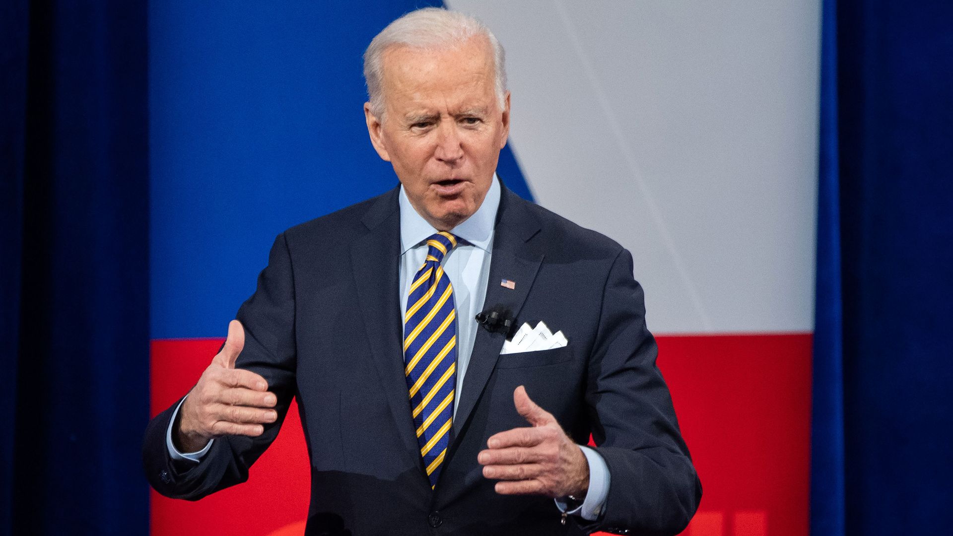 US President Joe Biden participates in a CNN town hall at the Pabst Theater in Milwaukee, Wisconsin, February 16