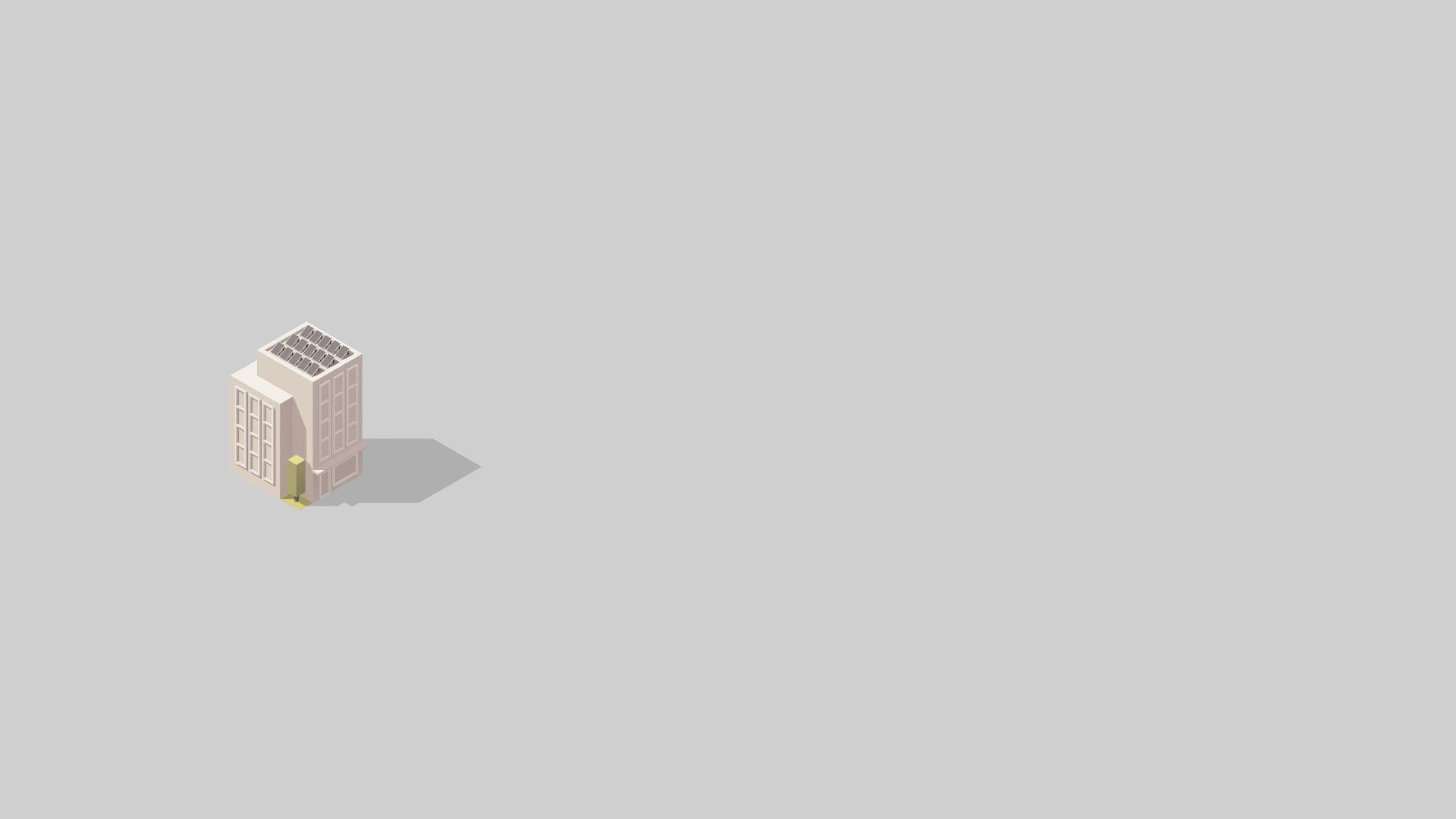 Illustration of small apartment building surrounded by empty space