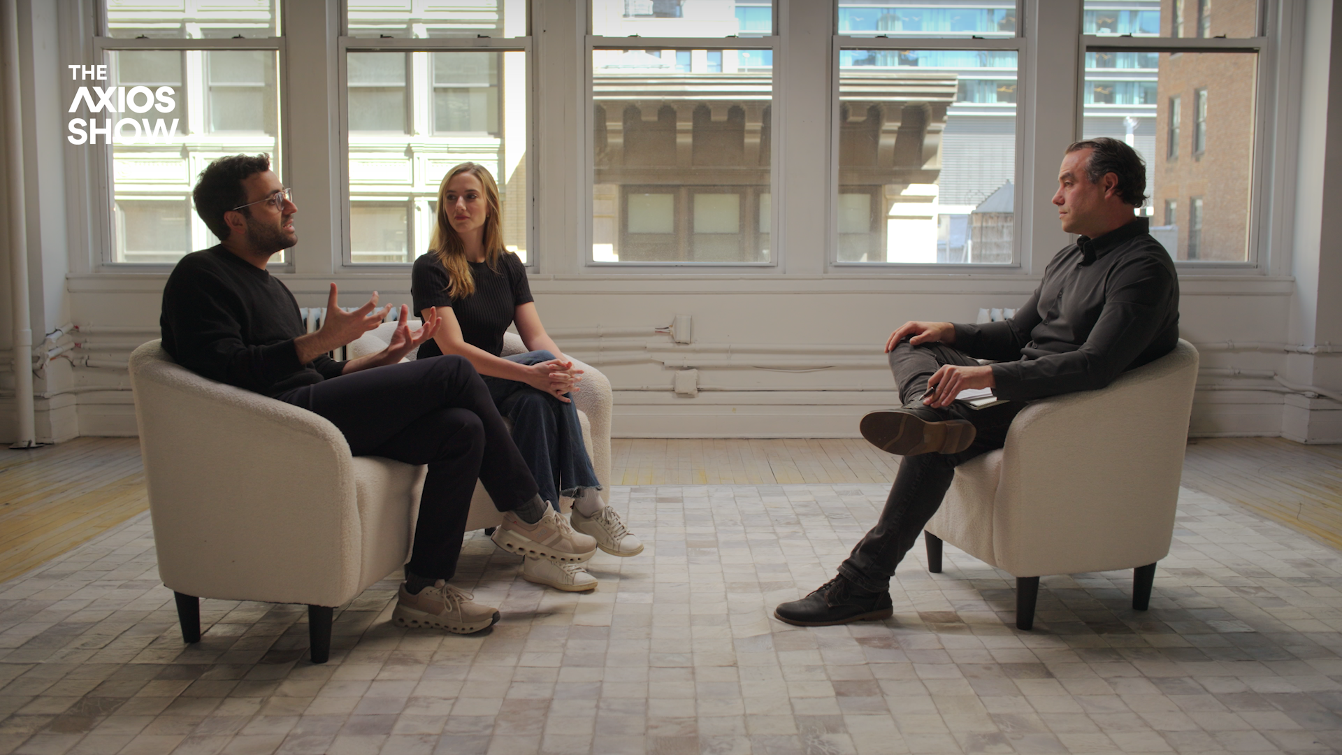 Kalshi co-founders Tarek Mansour and Luana Lopes Lara speak with Dan Primack on "The Axios Show"