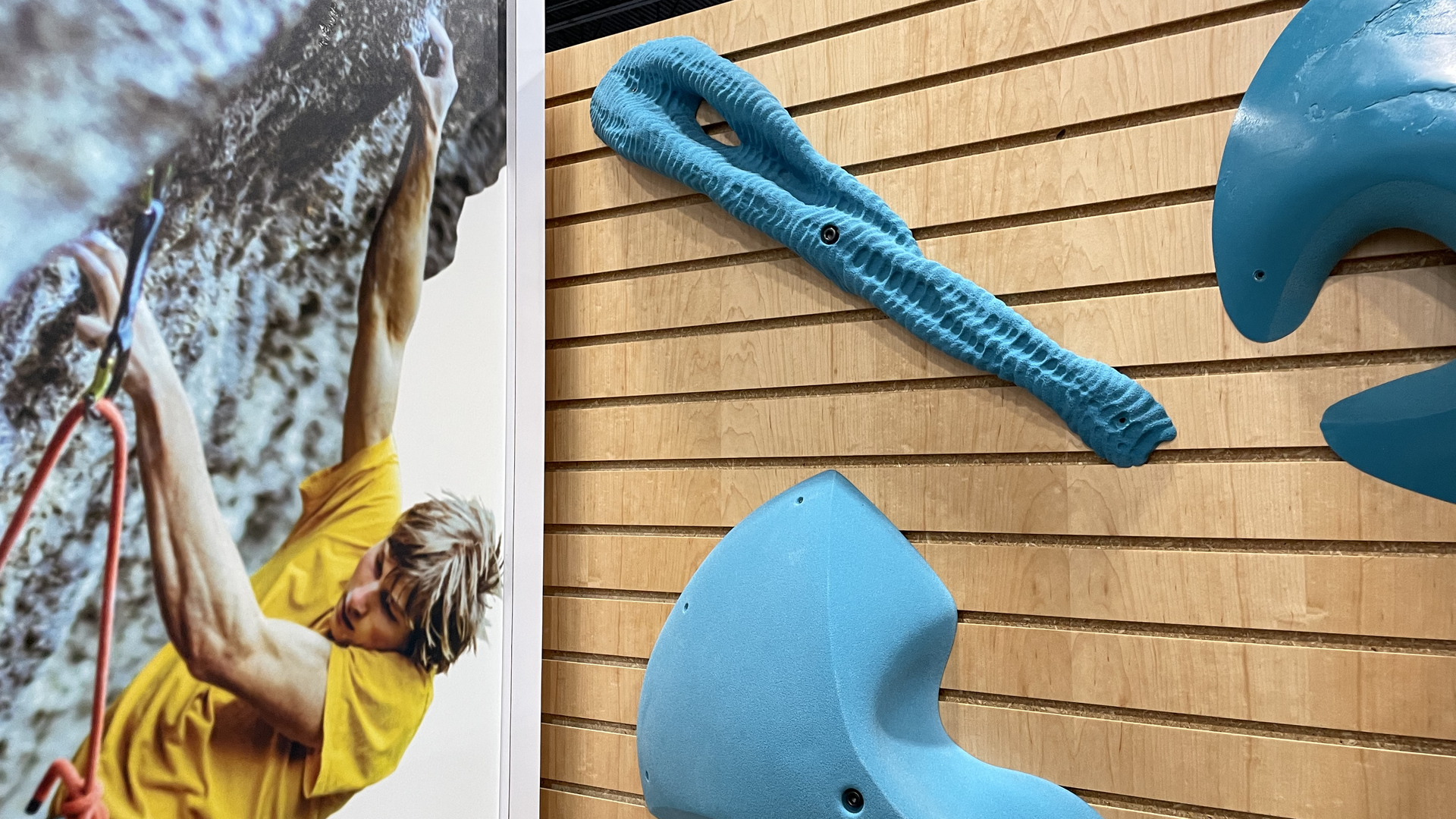 Trango's indoor climbing training holds on display at the Outdoor Retailers show. Photo: John Frank/Axios