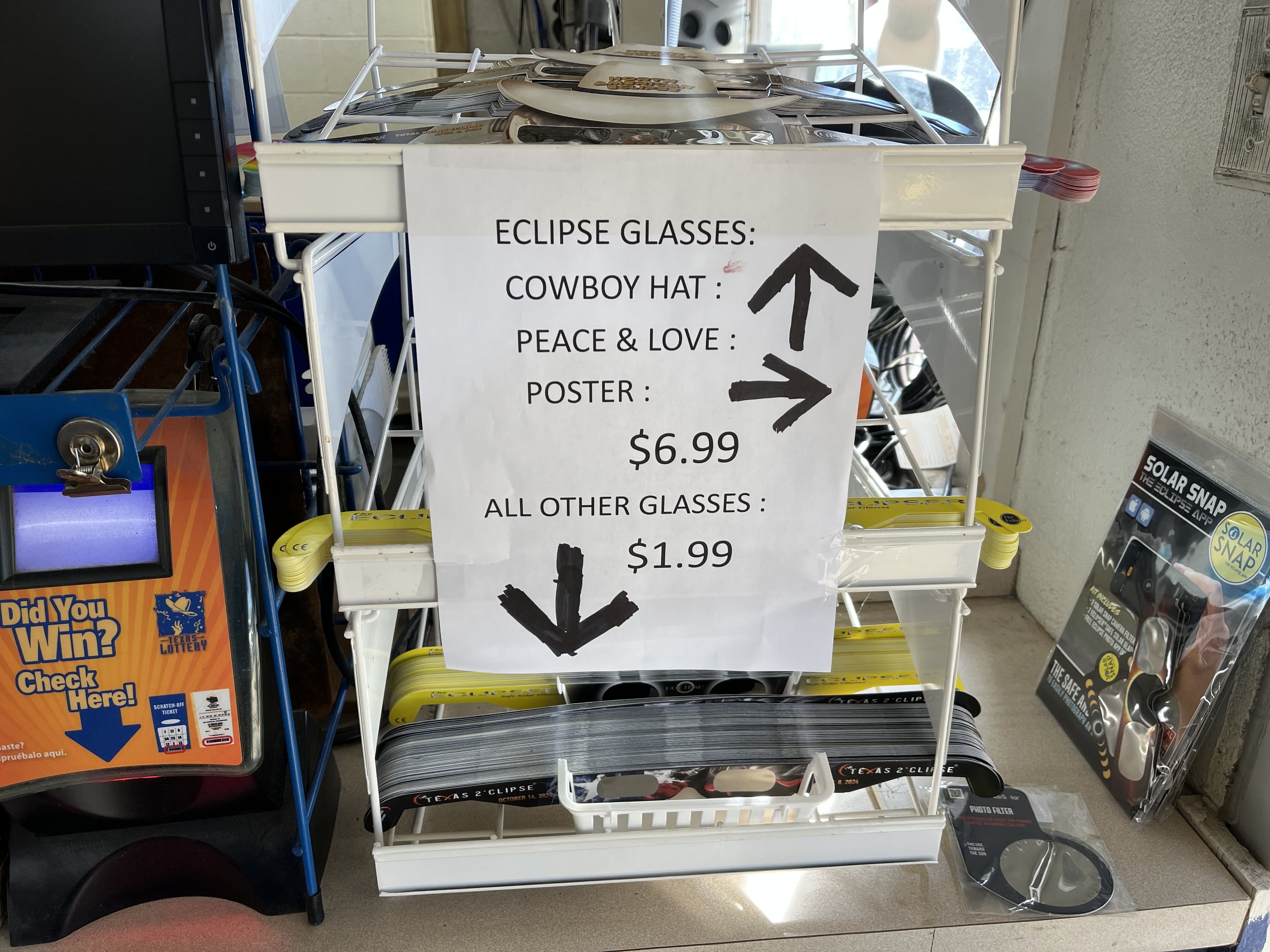 Solar eclipse related goods for sale.