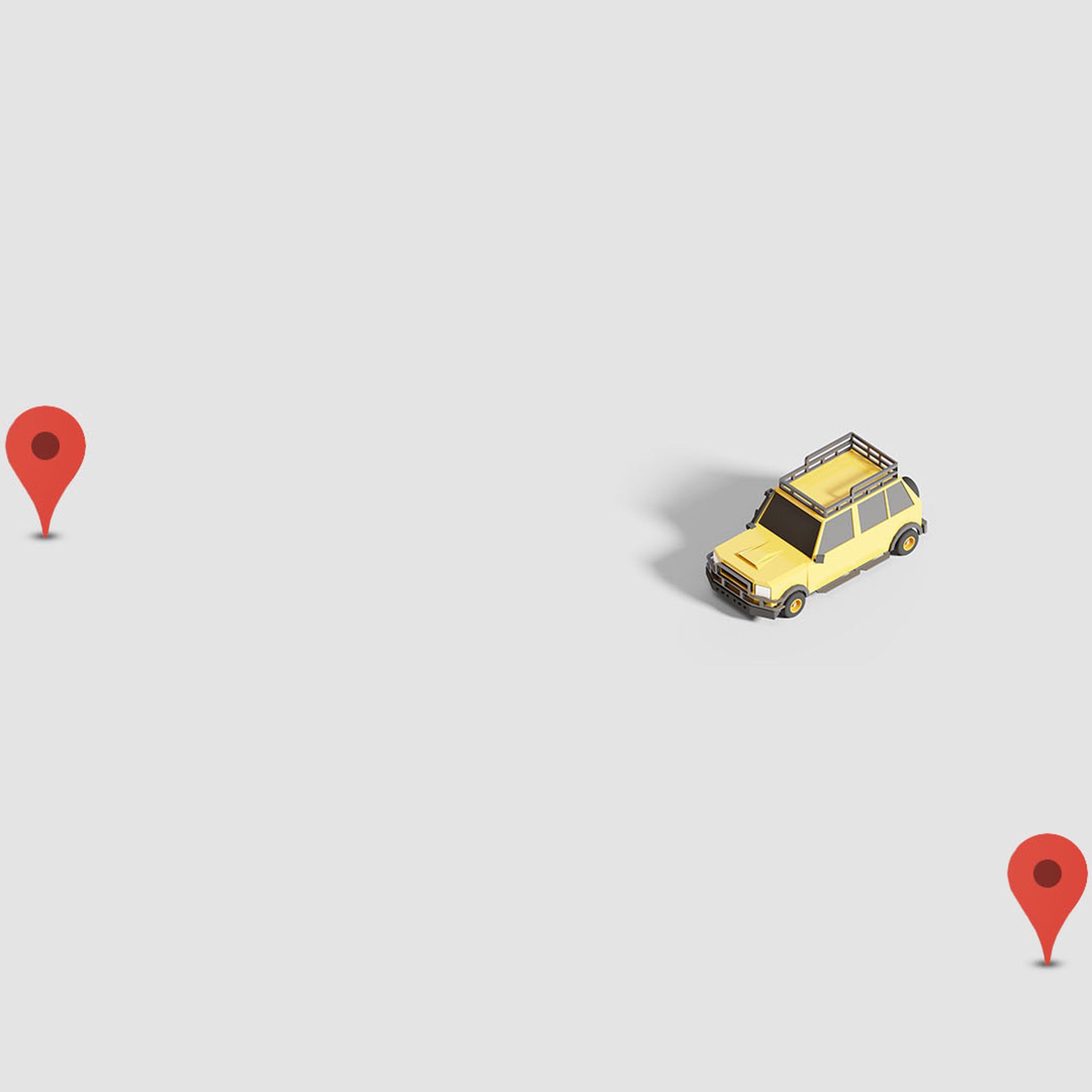 Illustration of a car on a blank map