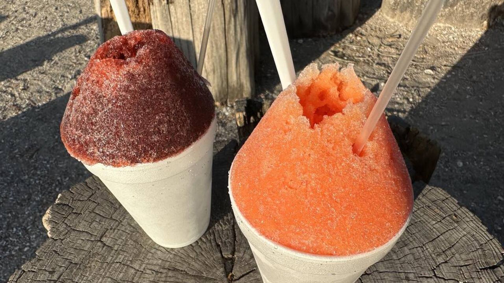 Photo shows two snoballs at Sal's Sno-balls in Old Metairie.