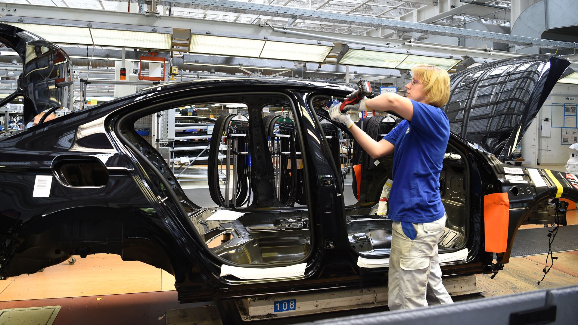 car on an assembly line