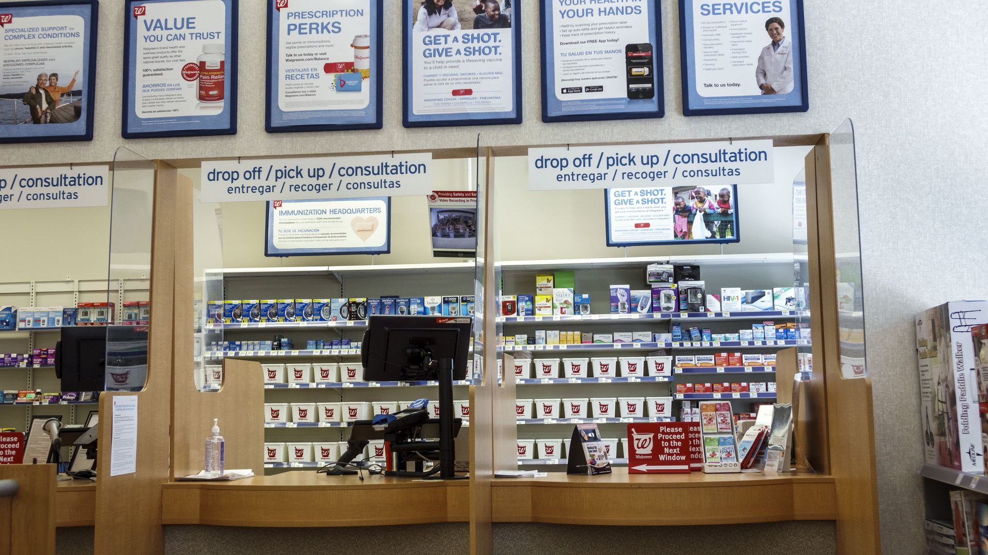Pharmacy counter at Walgreens