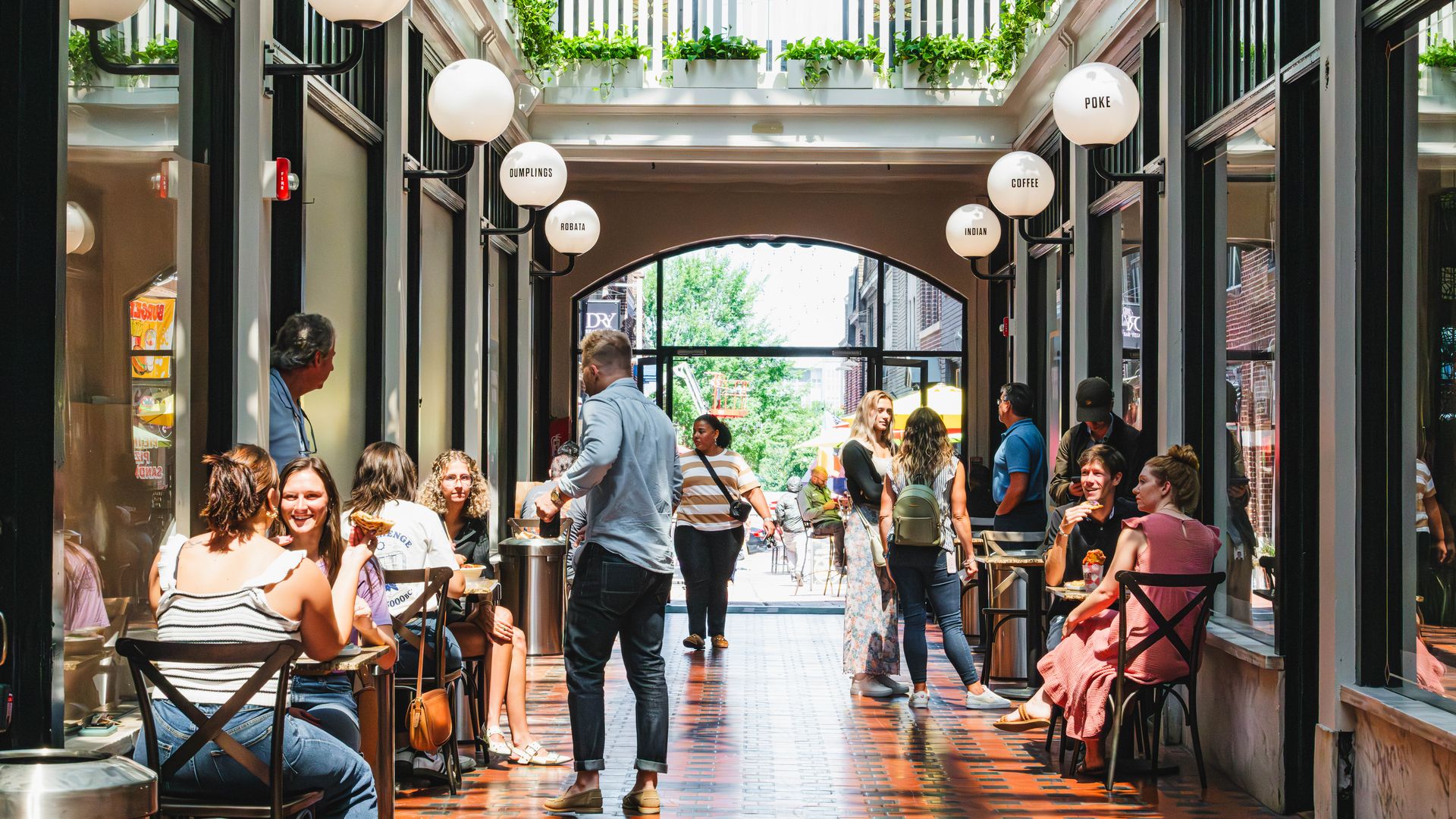 inside alleyway with shops