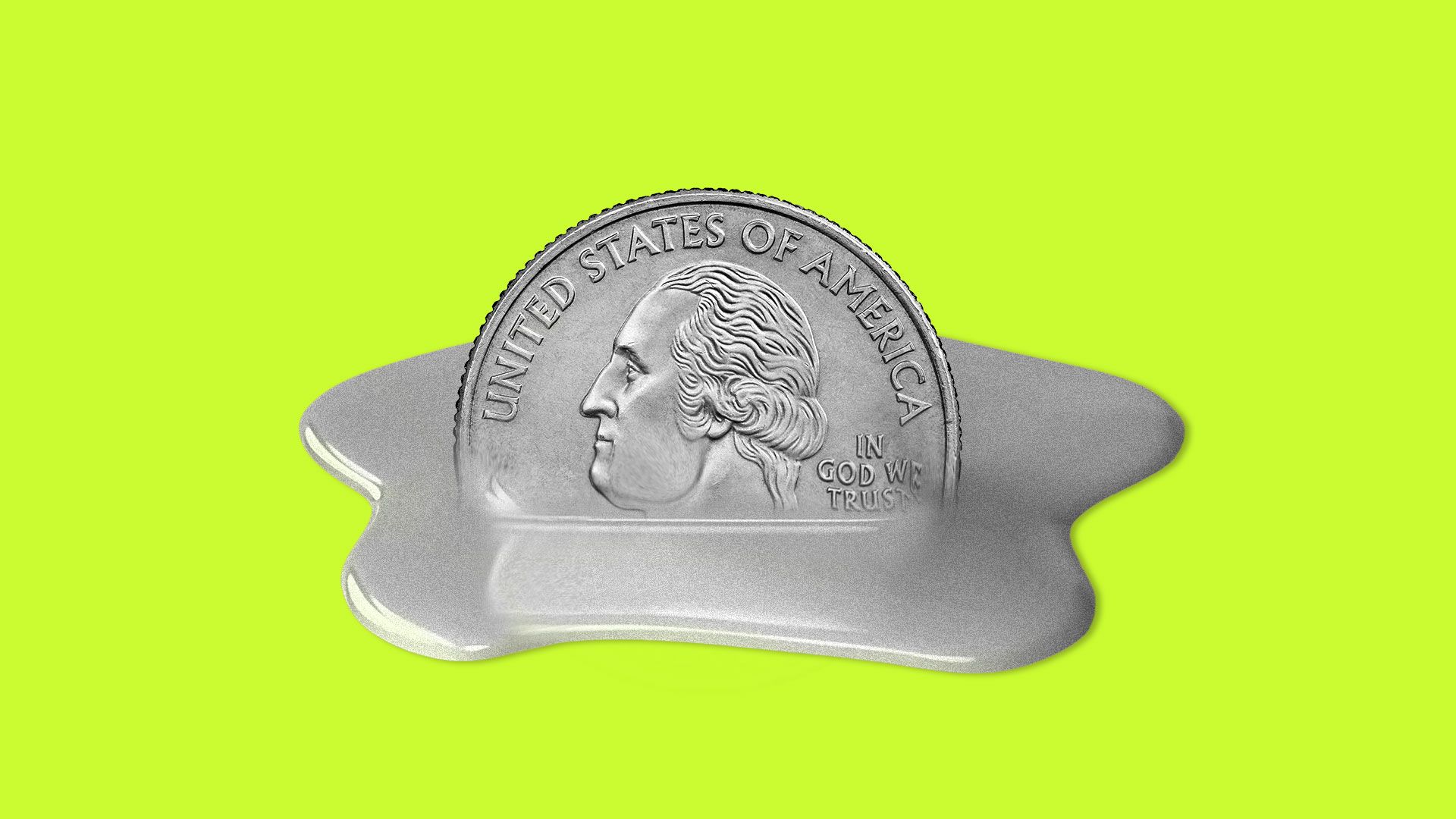 Illustration of a melting quarter.