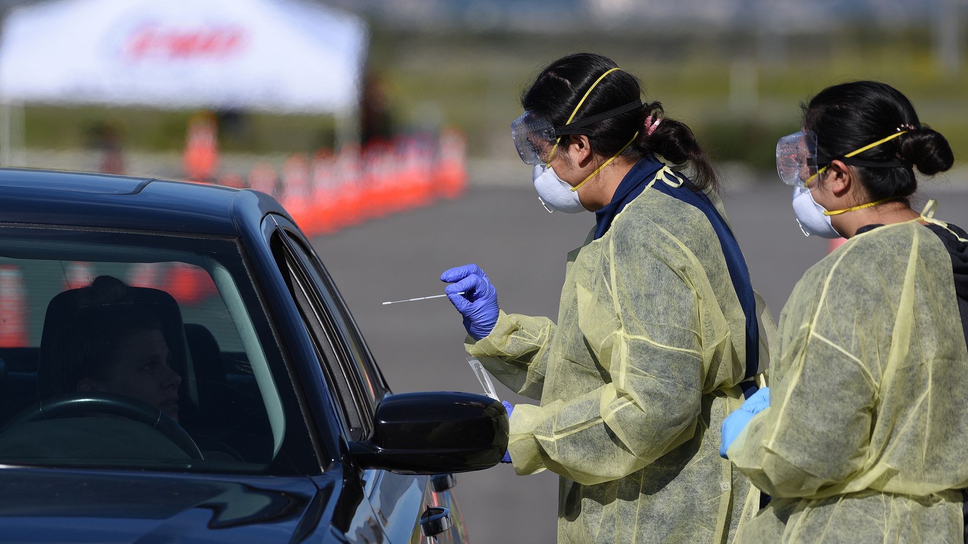 People testing for coronavirus.