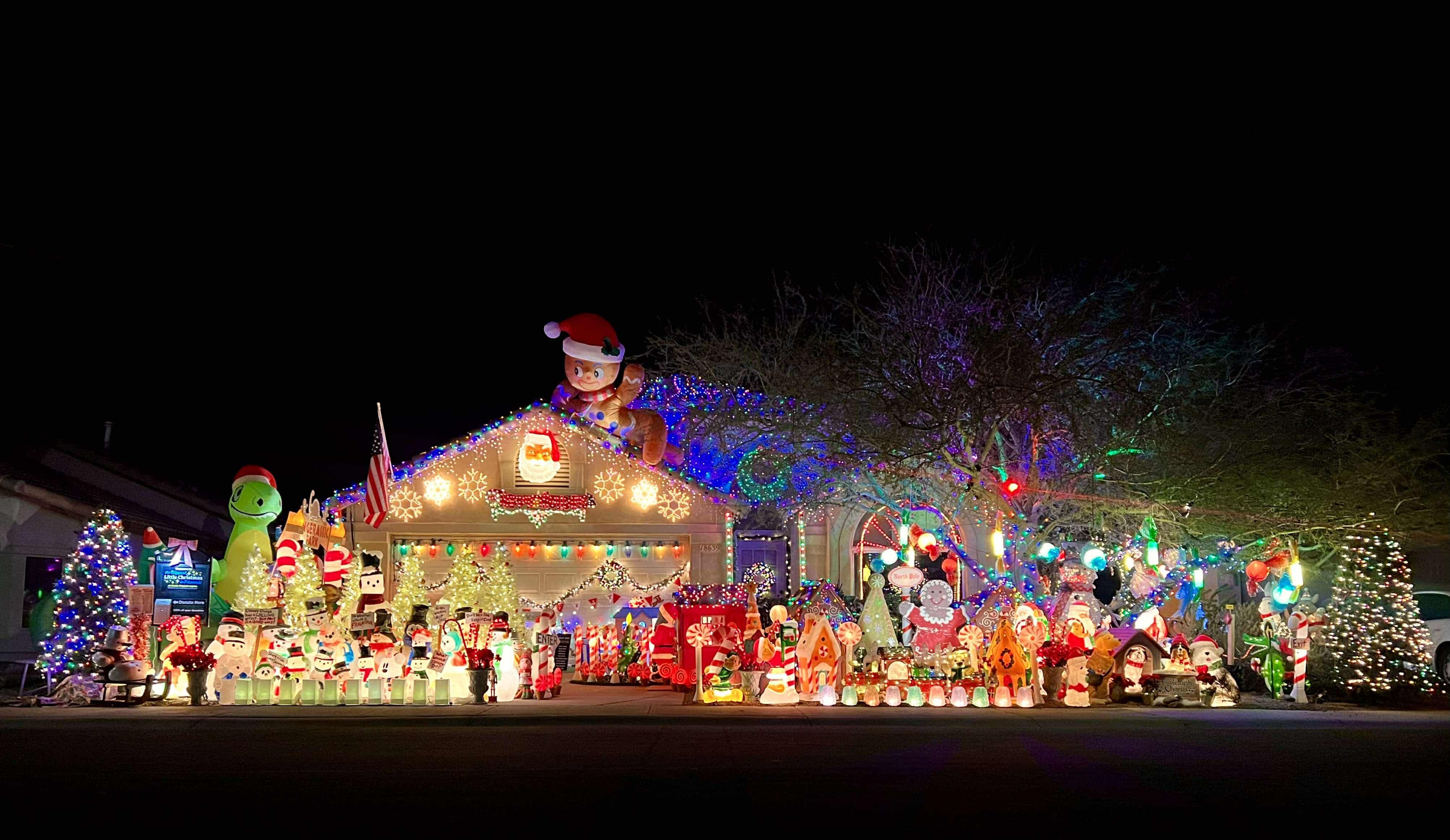 A very decorated Christmas house.