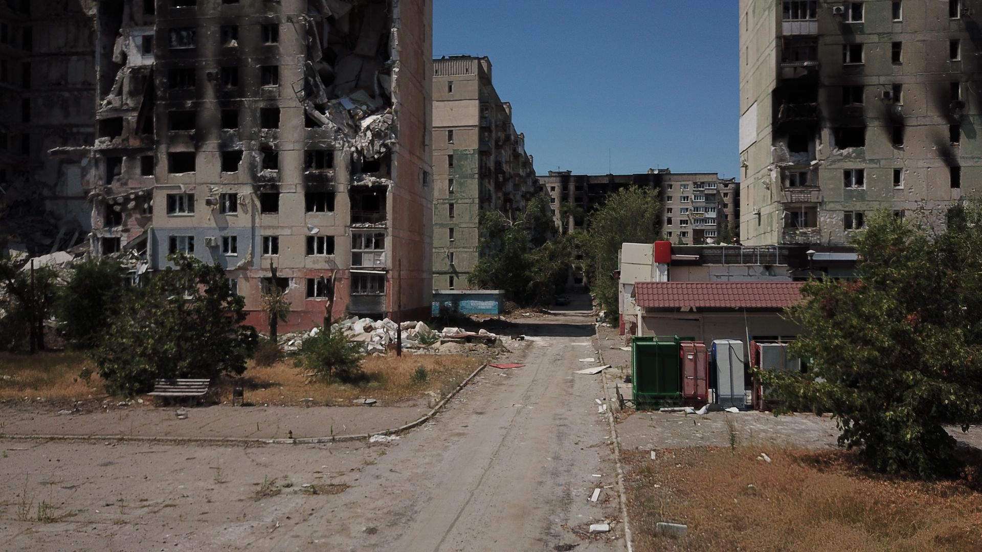A view of damaged sites from eastern Ukraine city of Severodonetsk