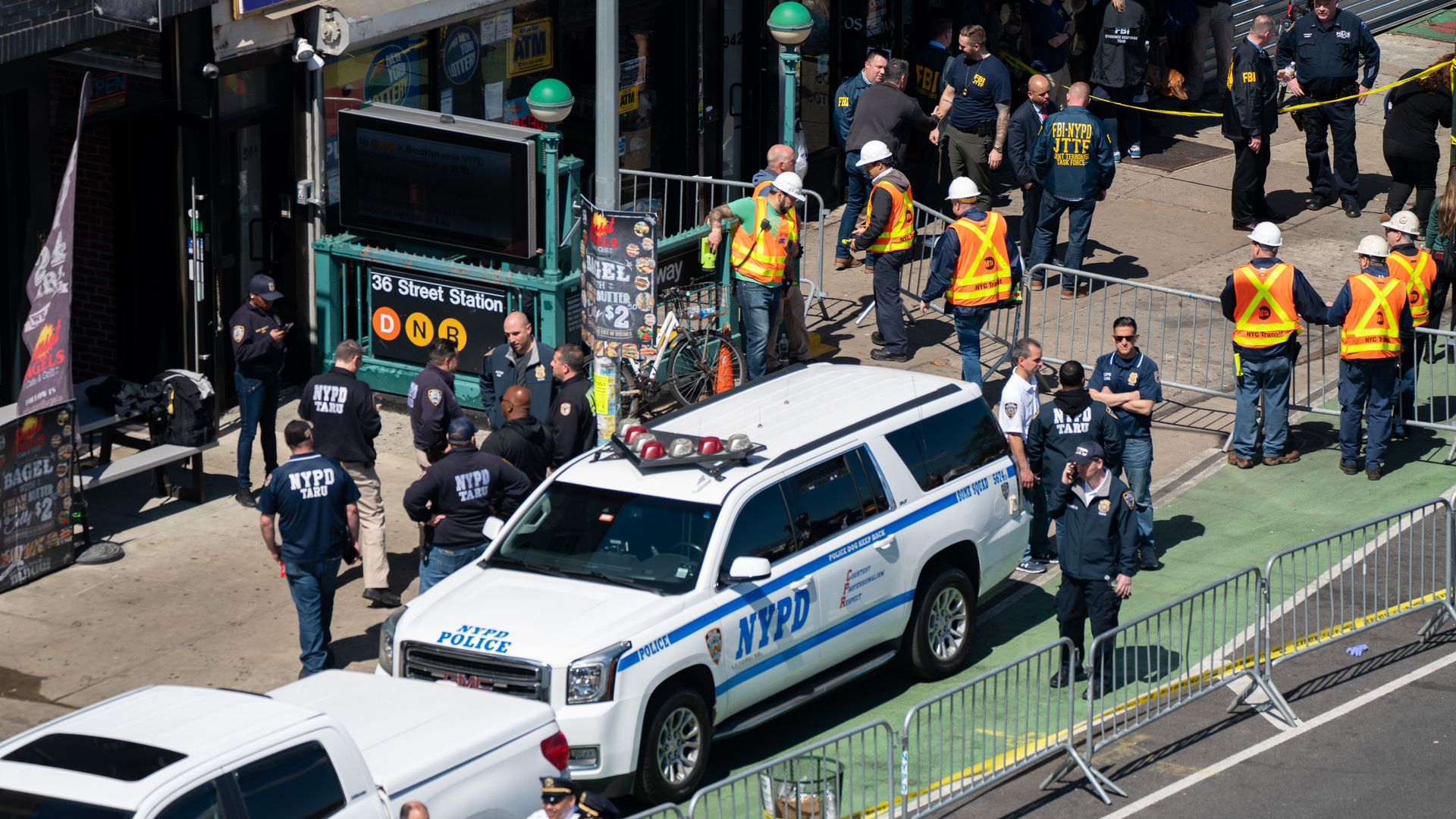 New York City police at the 36 St. subway station on April 12.