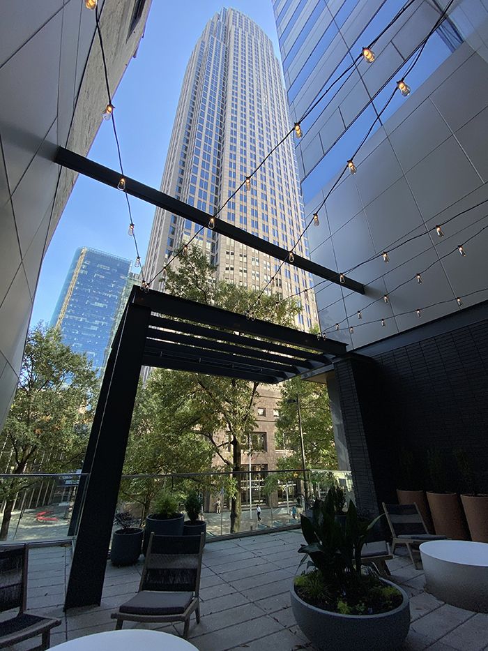 View from Aster Cocktail Room on the second floor of the market. Photo: Ashley Mahoney/Axios