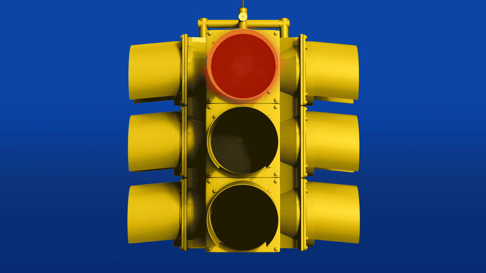 A blinking basketball traffic light.