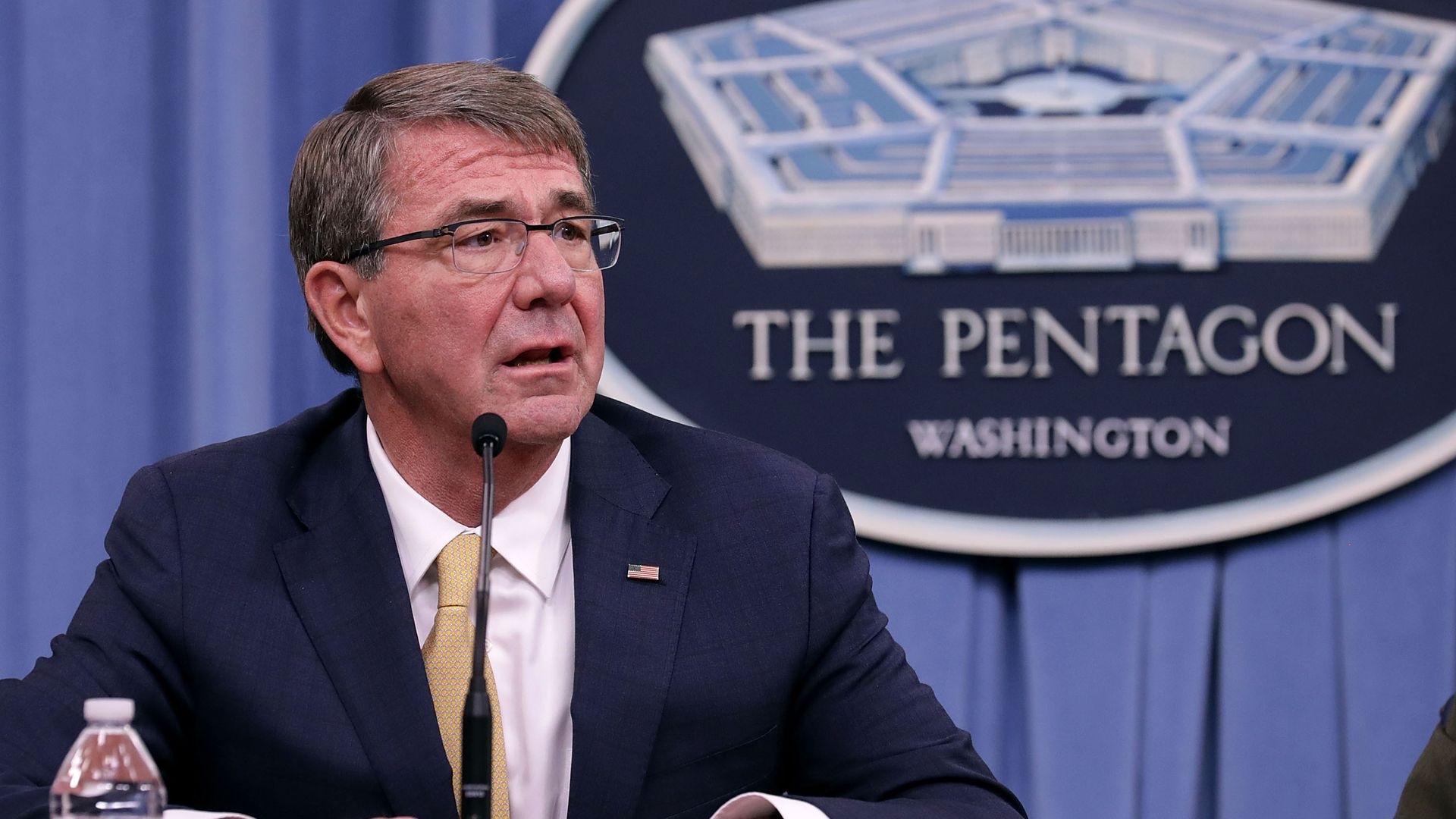 Former Defense Secretary Ash Carter holds a news conference at the Pentagon in 2017.