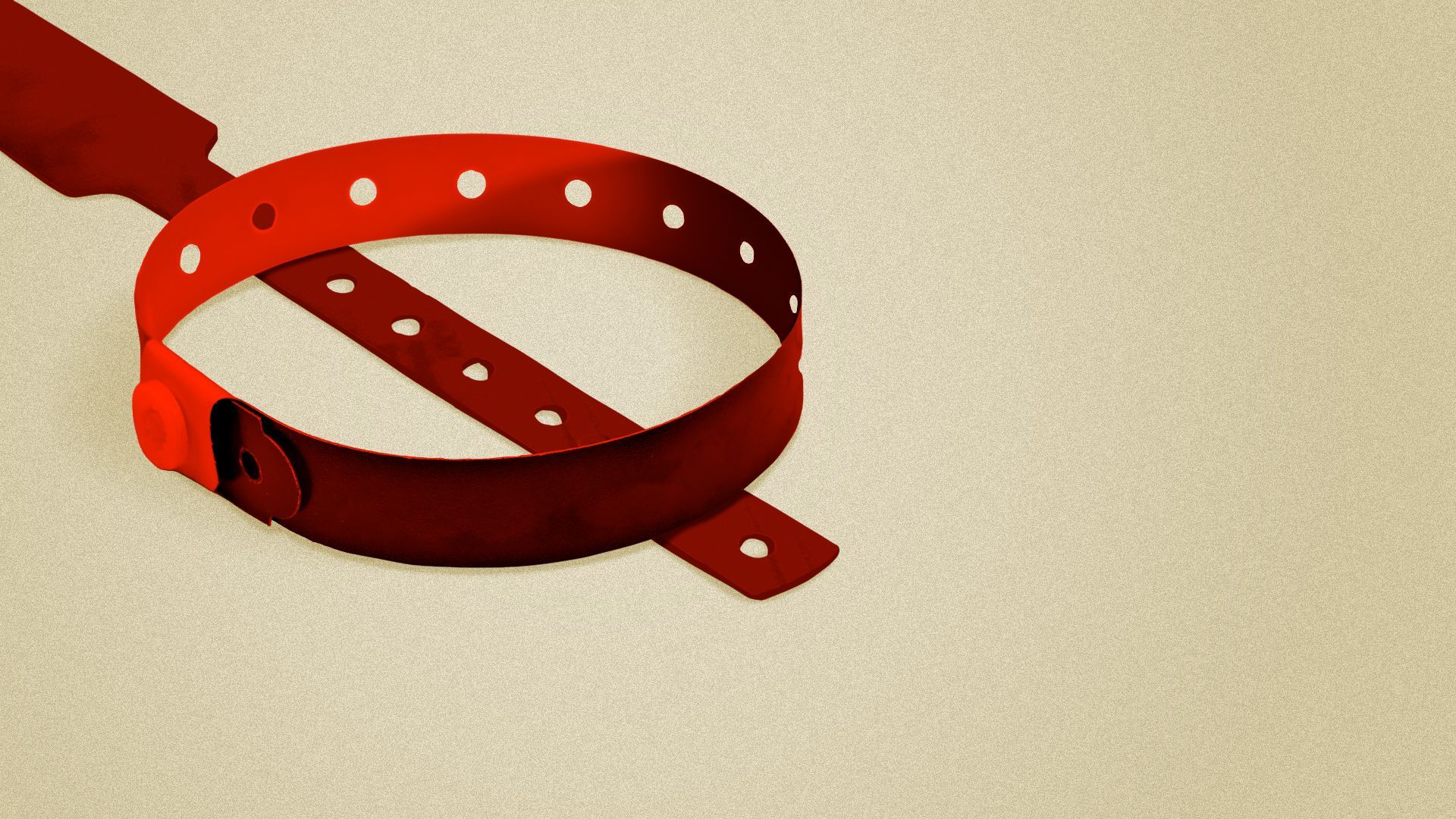 Illustration of a pair of red hospital patient bracelets arranged to look like a no symbol.
