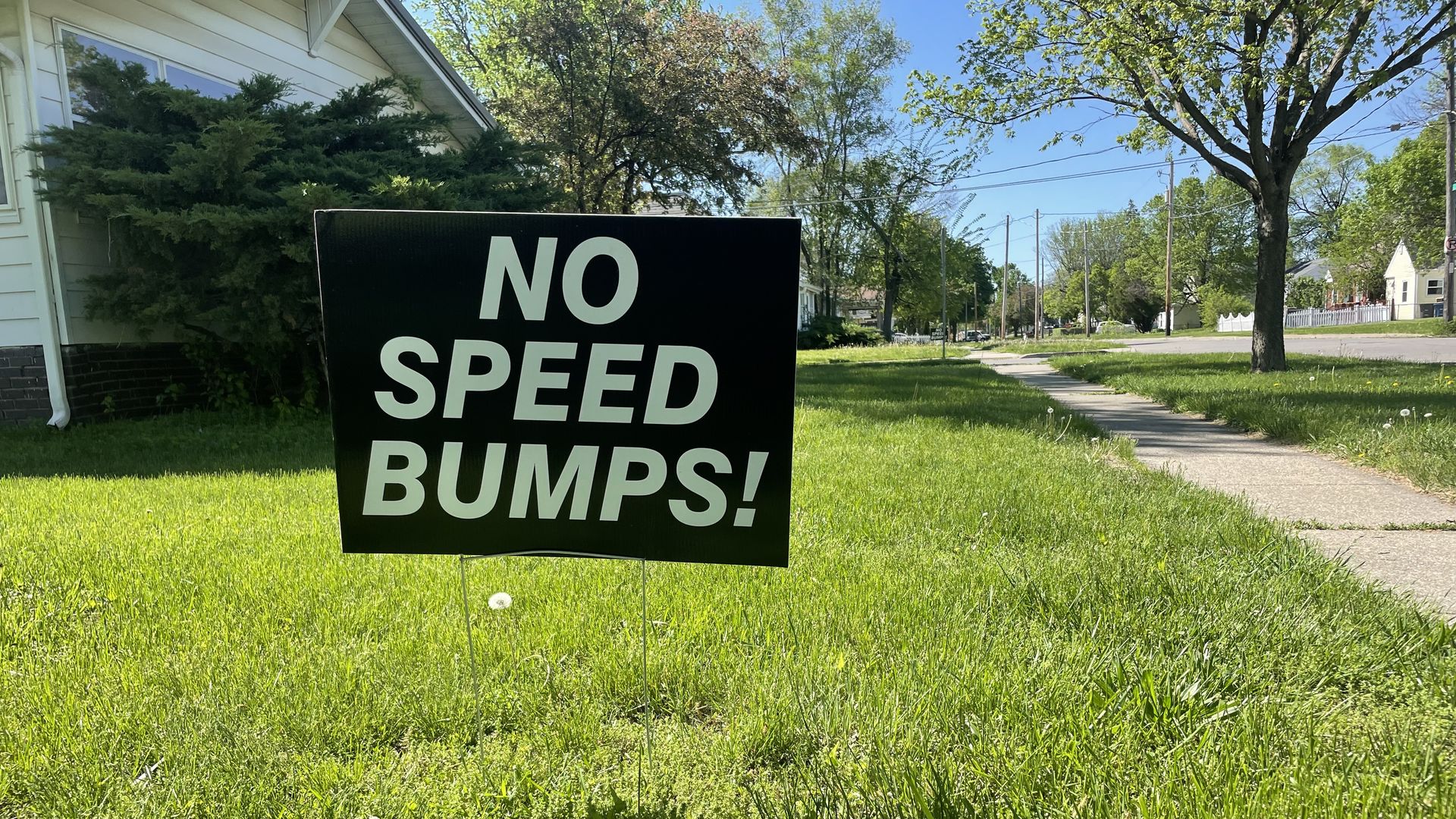 A no speed bumps sign