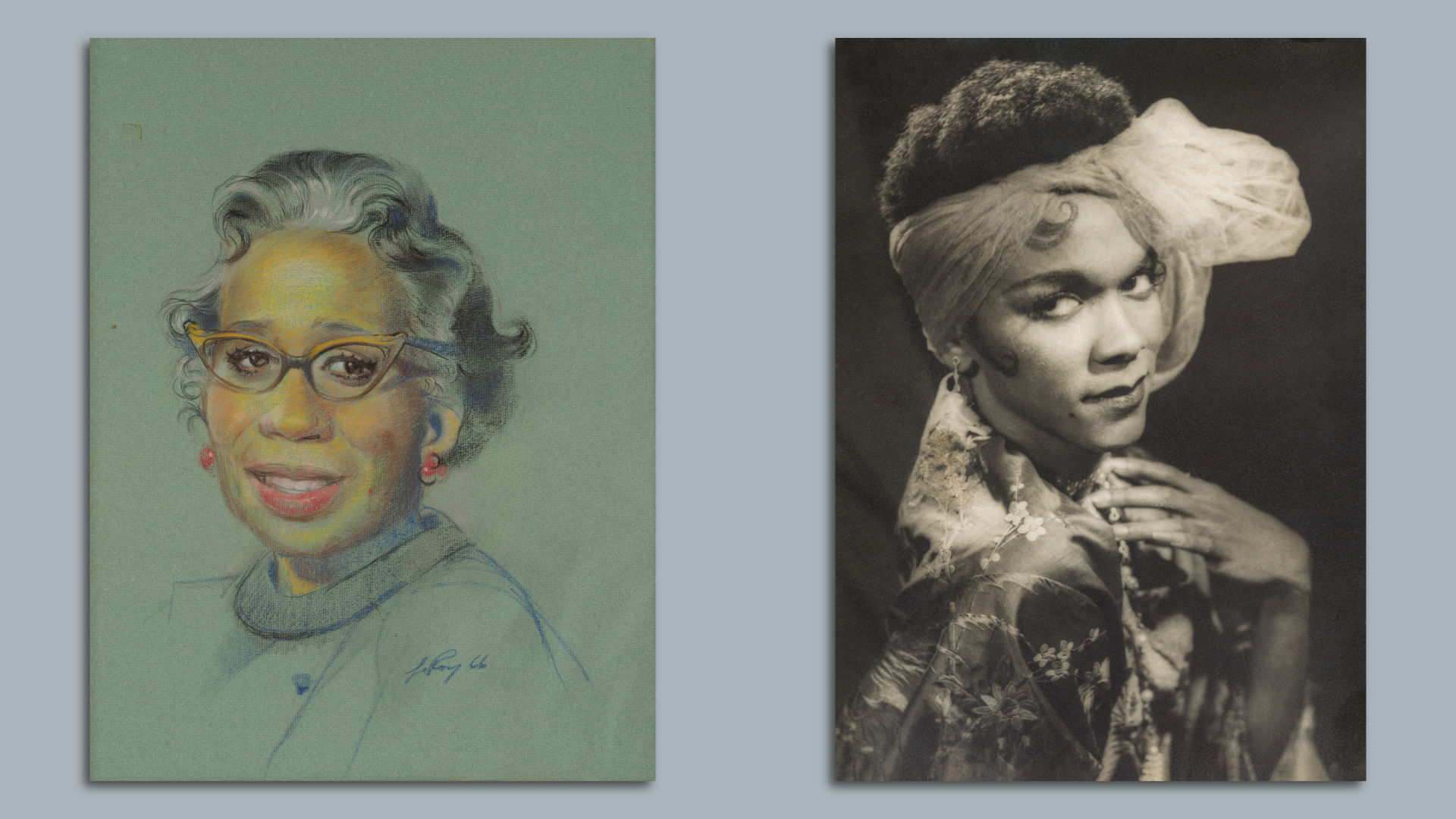 Two portraits are shown side by side. 