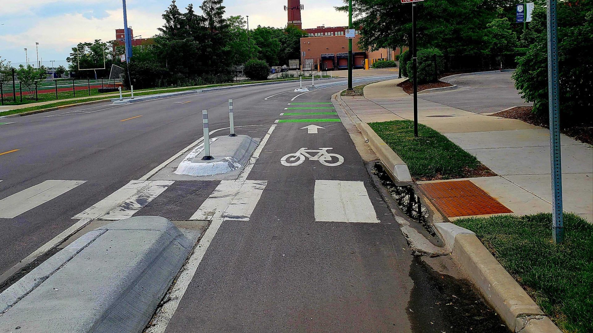 Photo of a bike lane on a road.