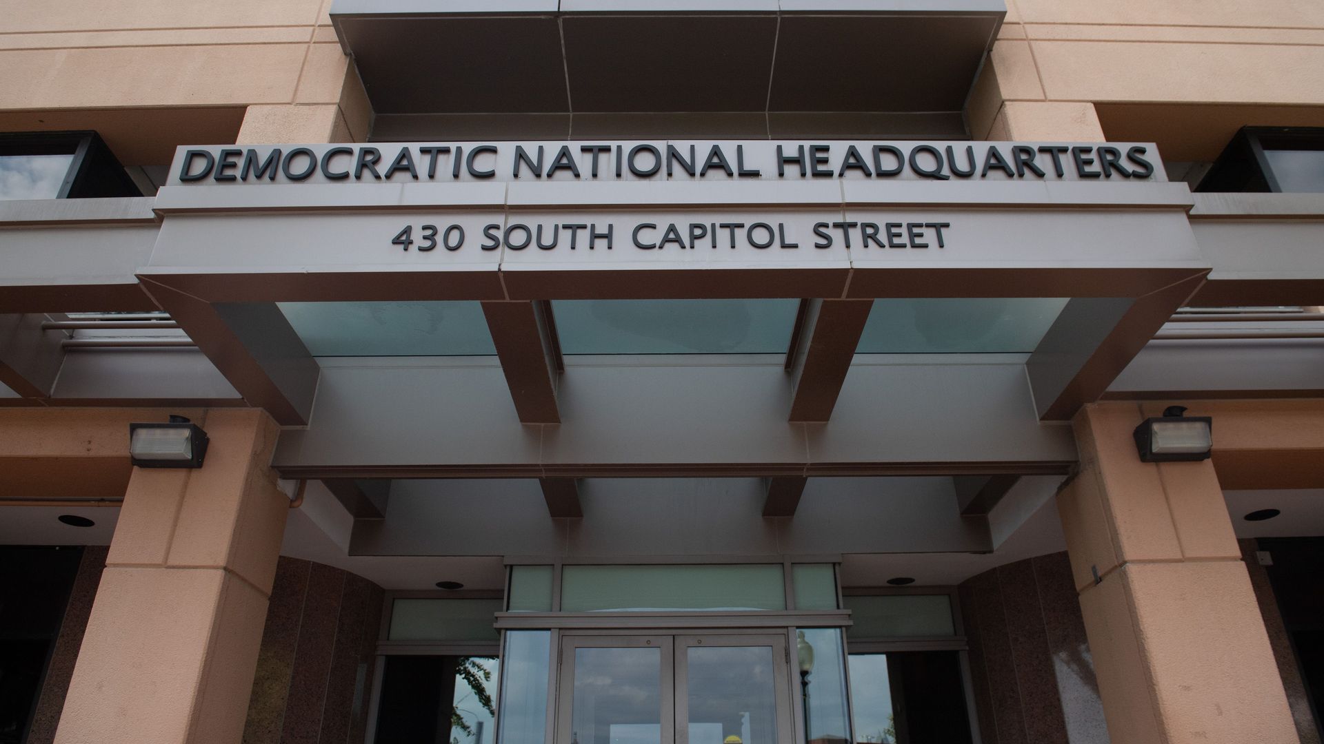 Front door of Democratic National Headquarters in Washington DC
