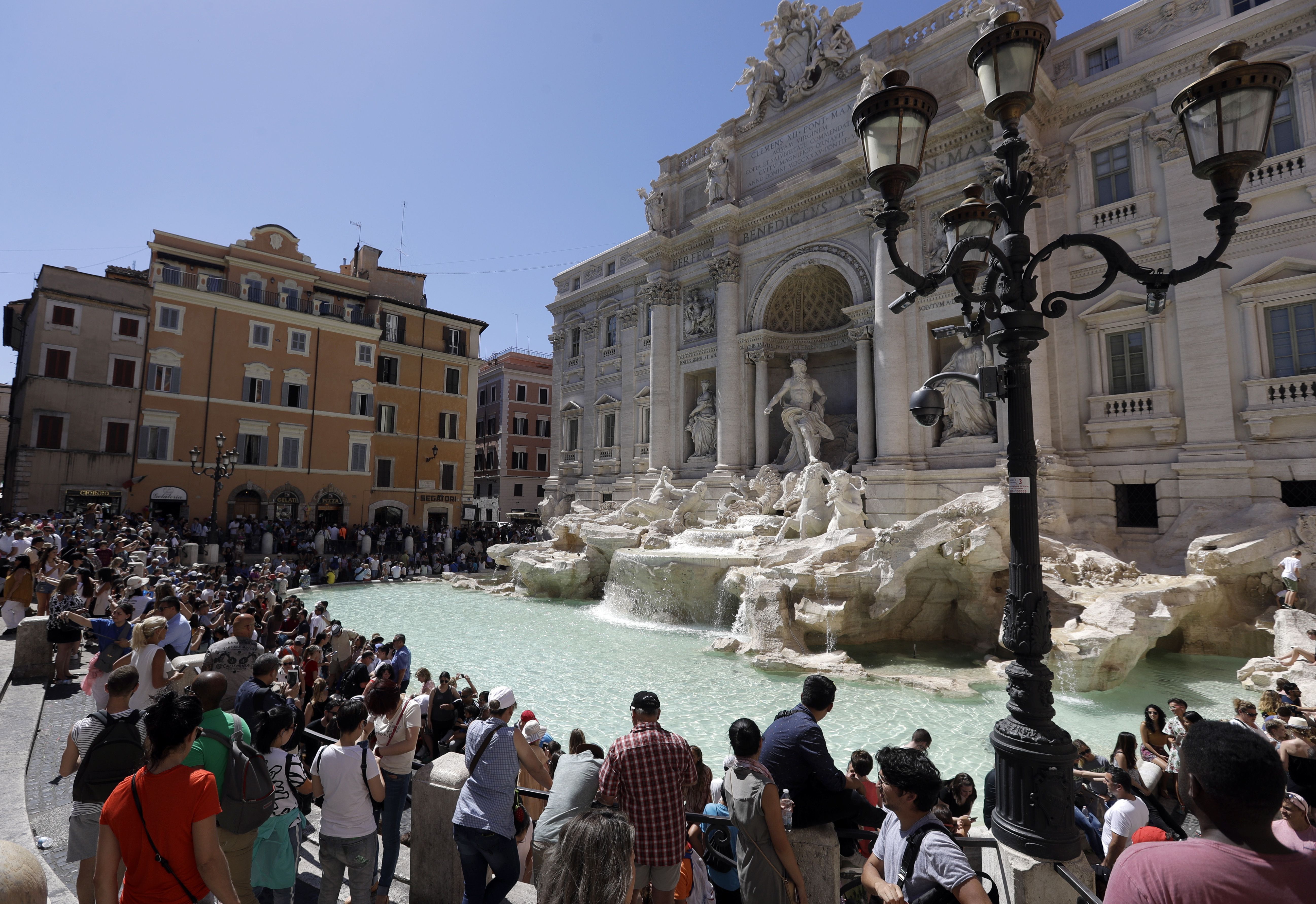 Tourist at Trevi Fountain