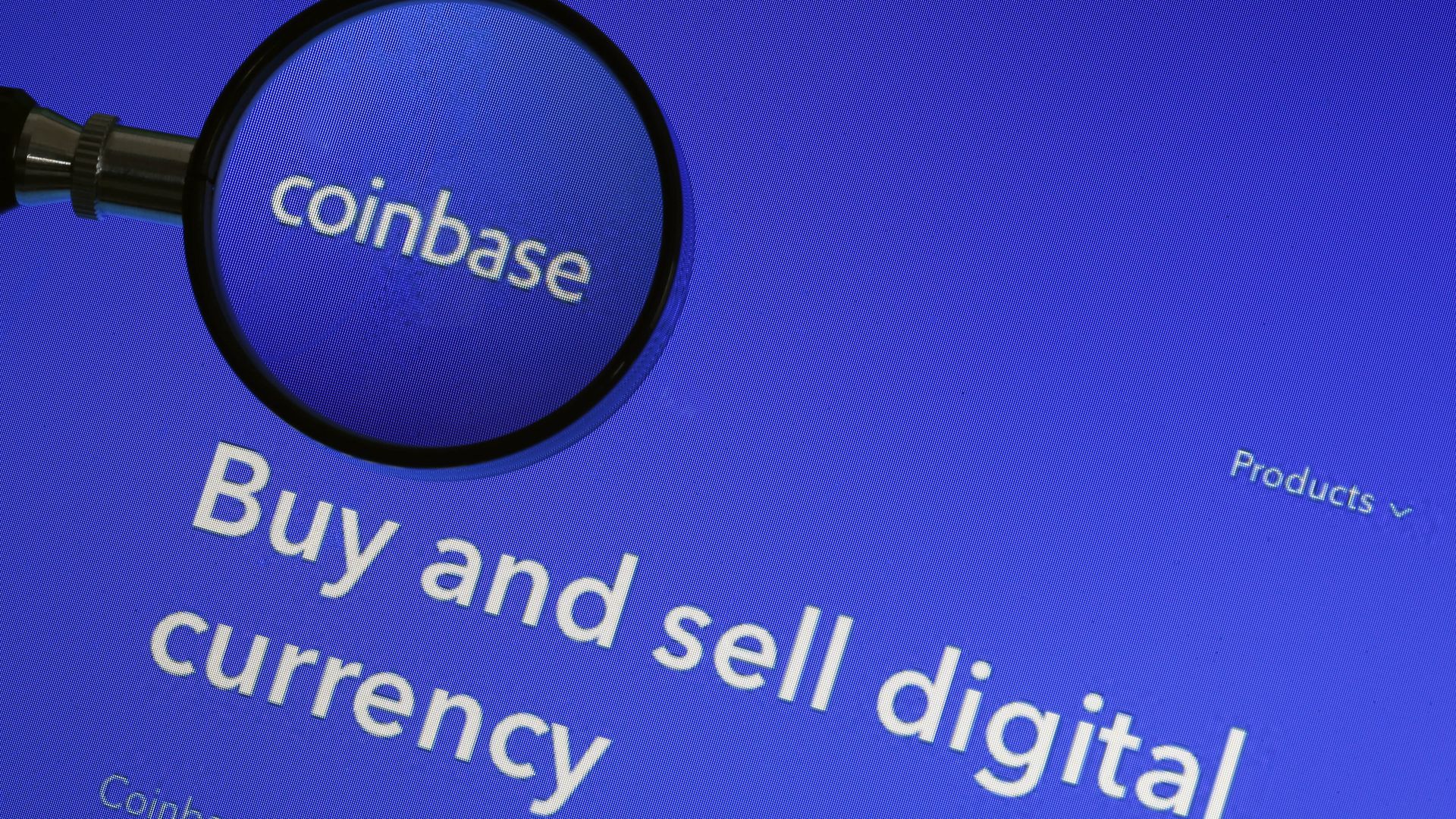 the Coinbase cryptocurrency exchange website on a computer screen