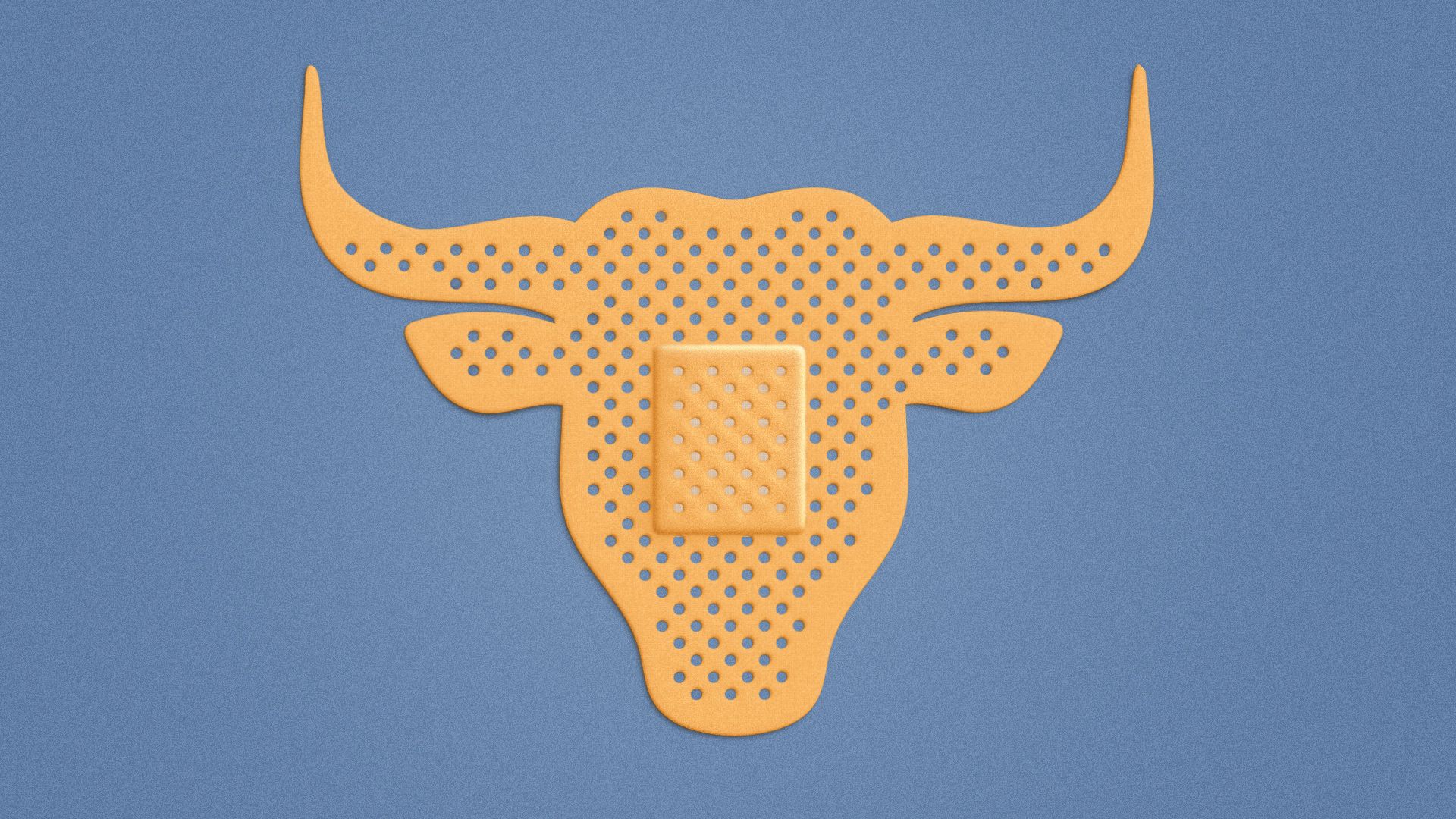 an illustration of a bandage shaped like the wall street bull 