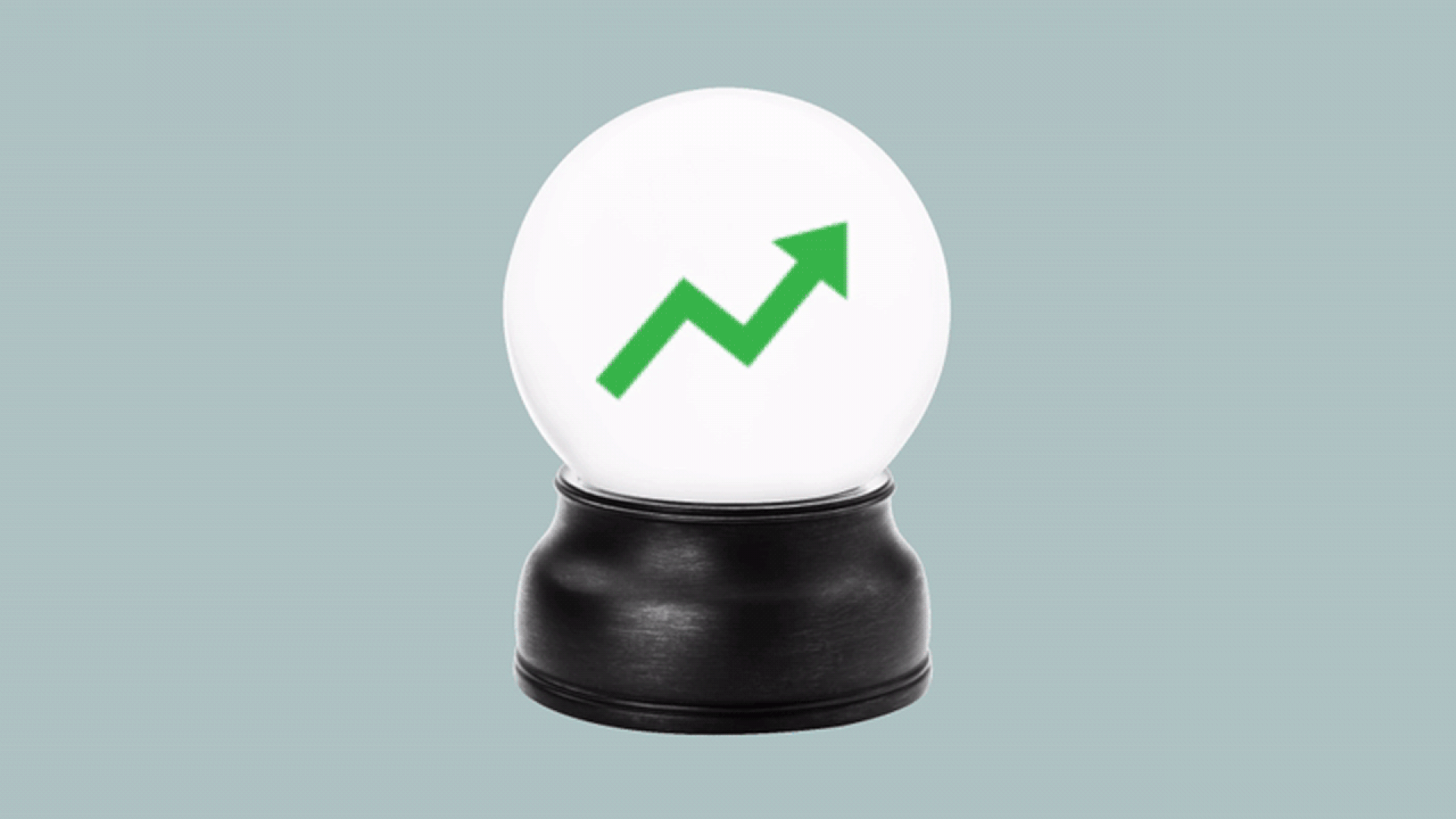 crystal ball with graph arrow going up and then down