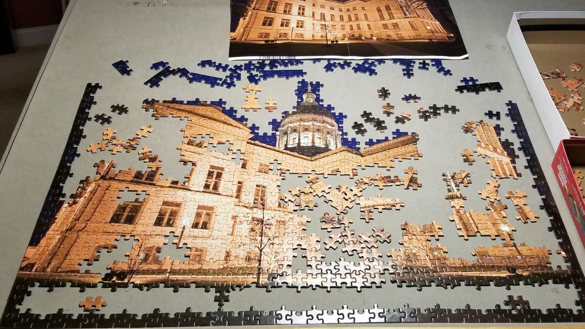 Puzzle half complete of GA Capitol