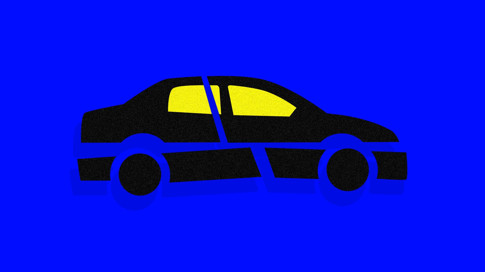 Illustration of a car cut up into pieces