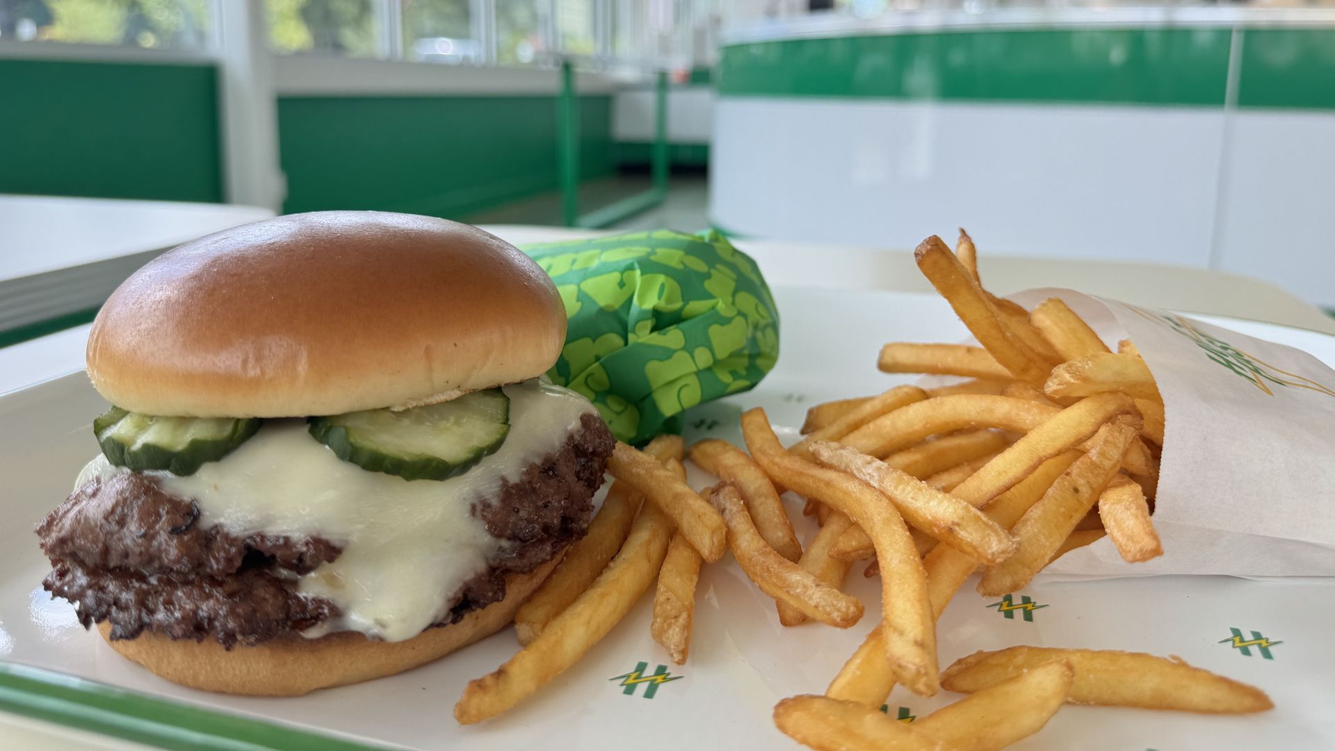 Hamburger and fries