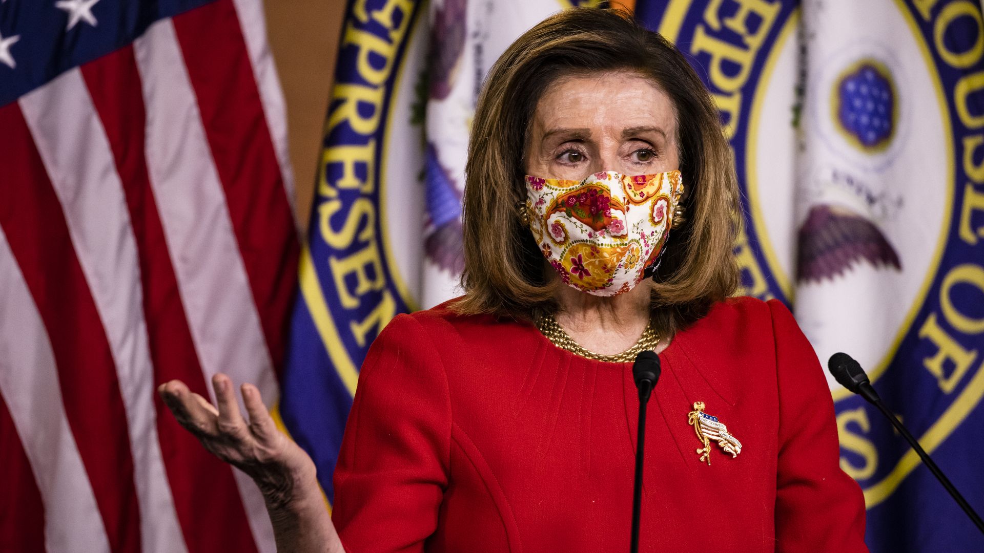 Speaker of the House Nancy Pelosi (D-CA) speaks during her weekly press conference at the US Capitol on February 11, 2021 in Washington, DC.