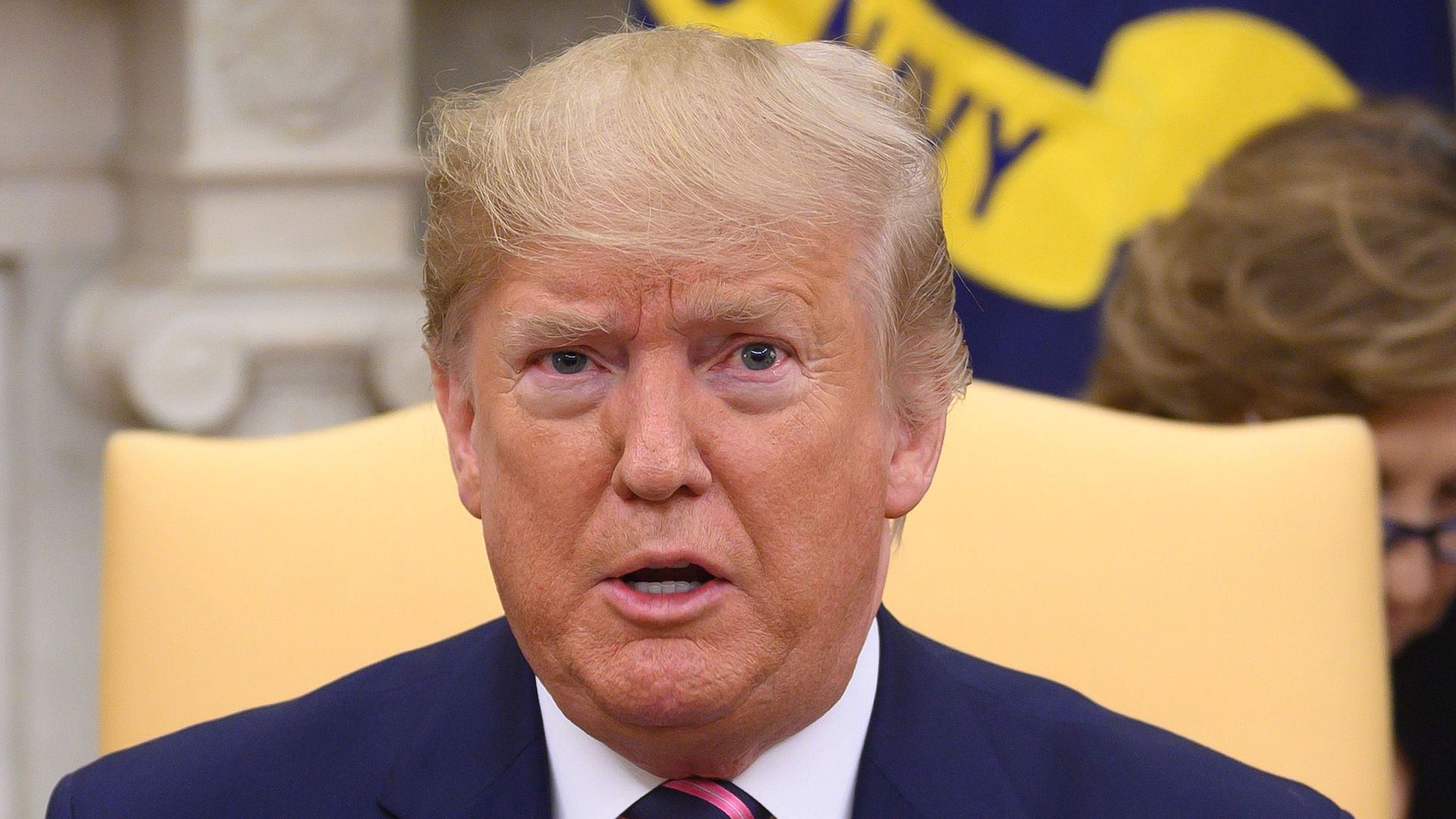  President Donald Trump speaks as he meets with Paraguayan President Mario Abdo at the White House in Washington, DC, on December 13