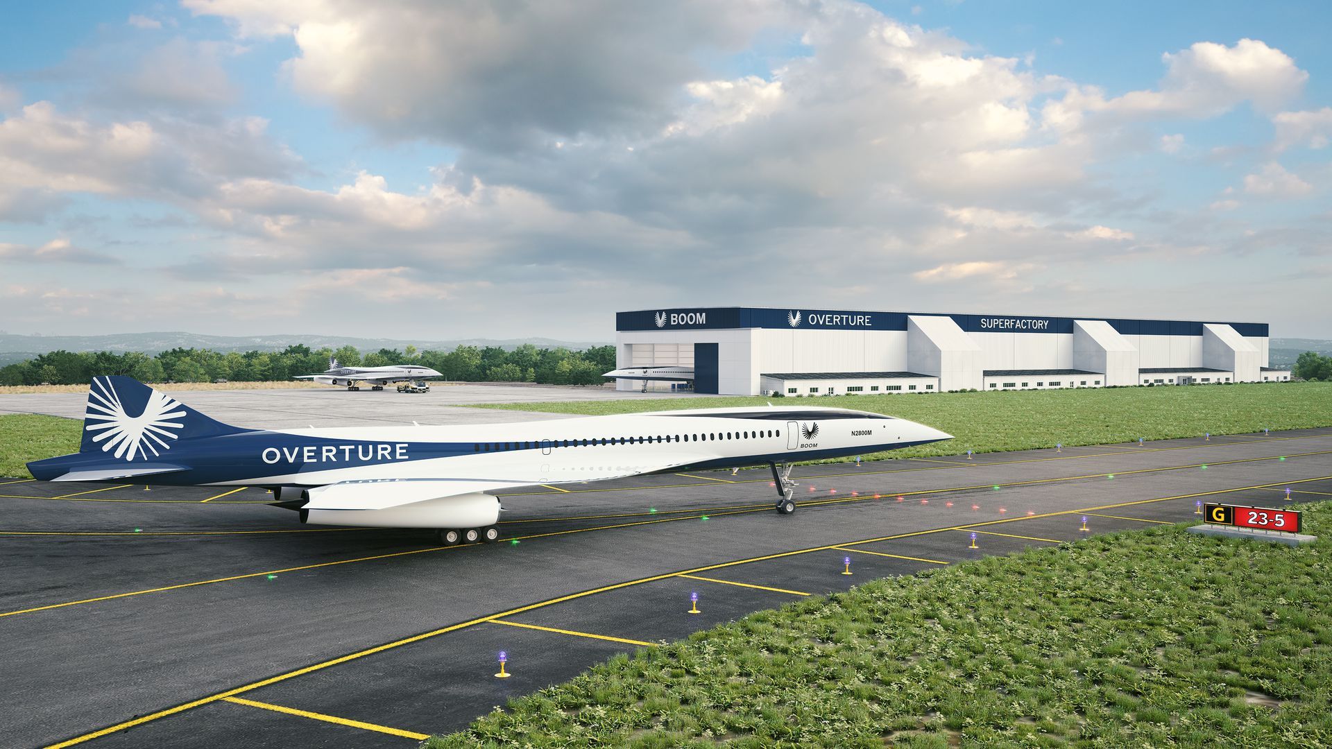 A rendering of the under-construction Boom Supersonic jet factory.