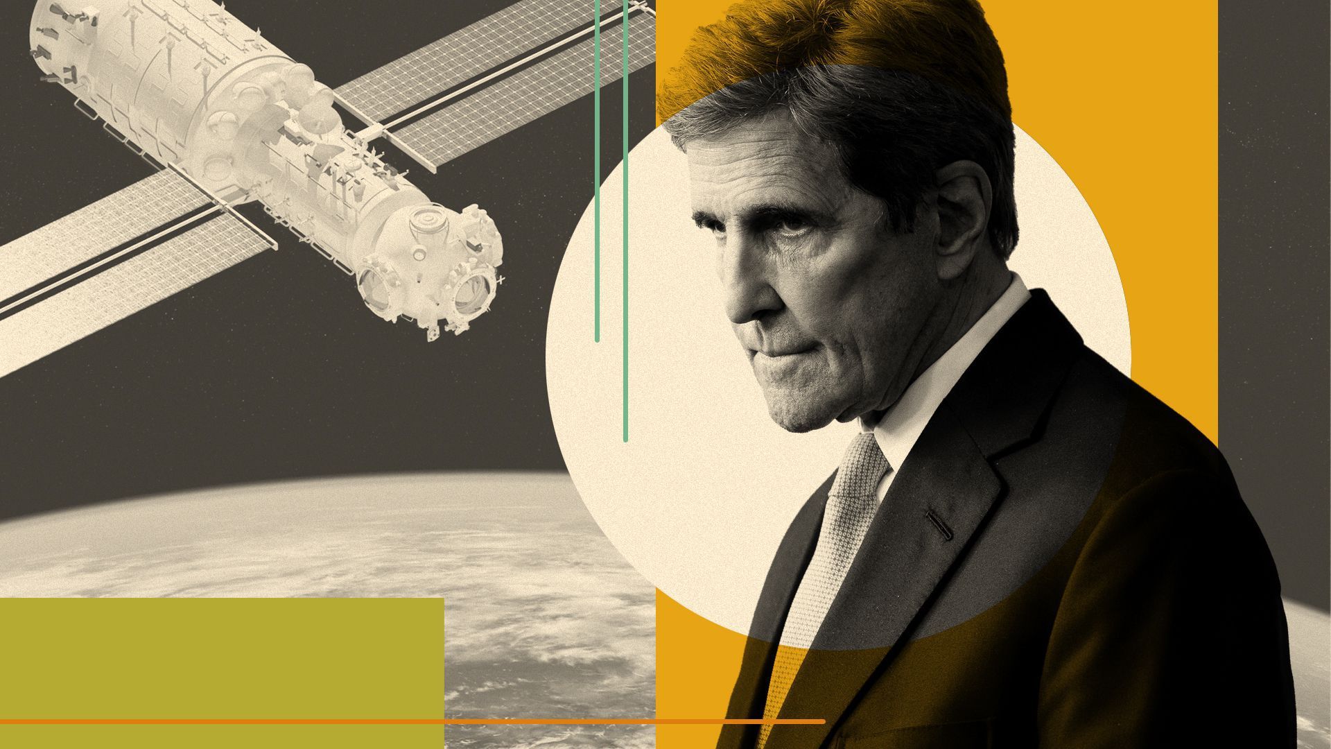 Illustration of Kerry with the earth in the background.