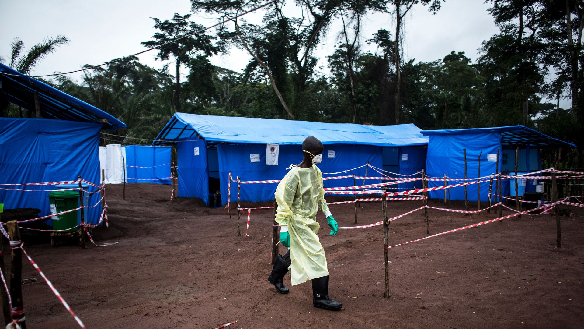 A health worker at Ebola quarantine in 2017. Photo: John Wessels/AFP/Getty Images
