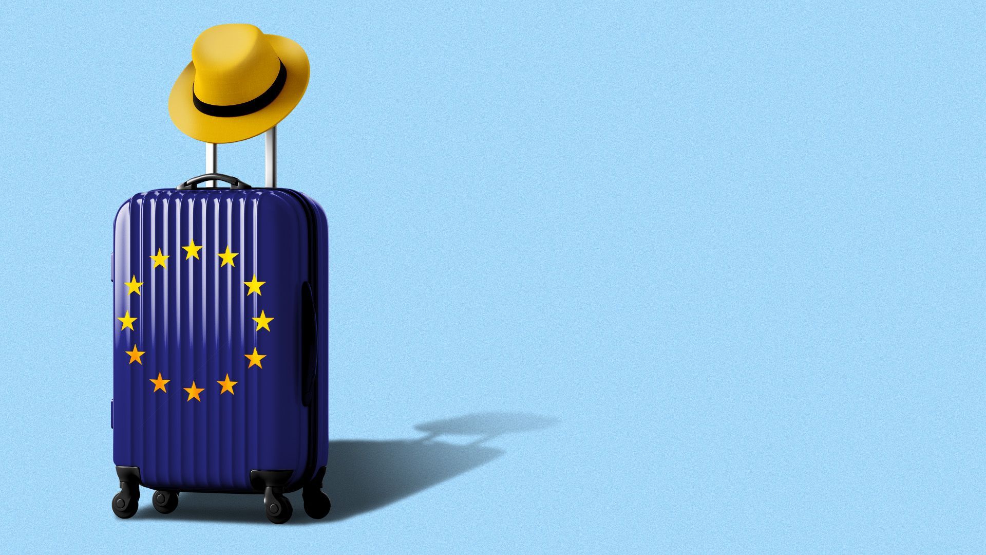 Illustration of a suitcase with the EU flag on it