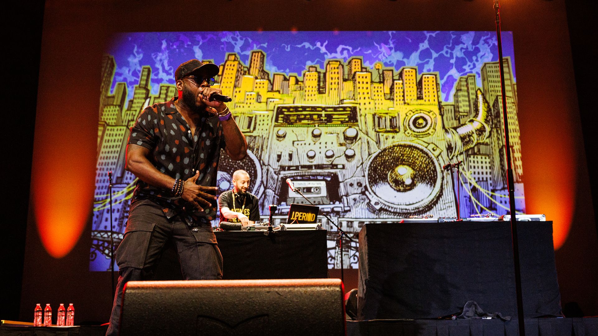 Brooklyn rapper Talib Kweli performs onstage during the "J.Period Live Mixtape: Gods & Kings Edition" at Lincoln Center in New York City on Aug. 9, 2023.