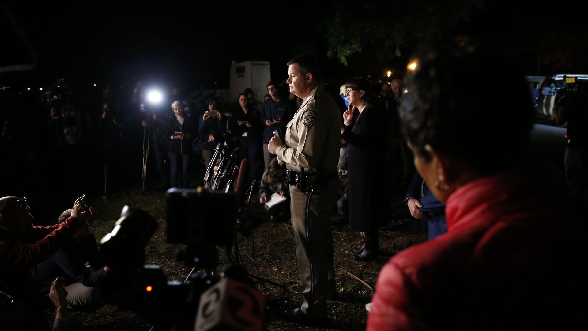 Chris Childs, assistant chief of the California Highway Patrol, speaks at a press conference after an active shooter turned hostage situation at the Veterans Home of California. 
