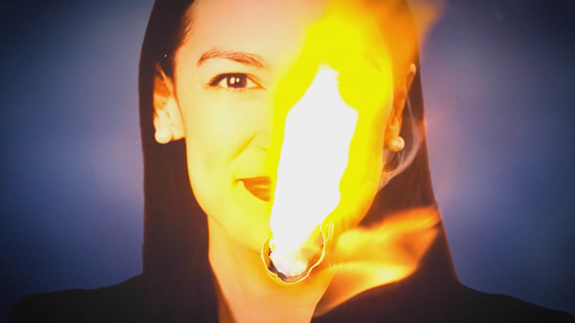 A screenshot is seen of an ad featuring Rep. Alexandria Ocasio-Cortez.
