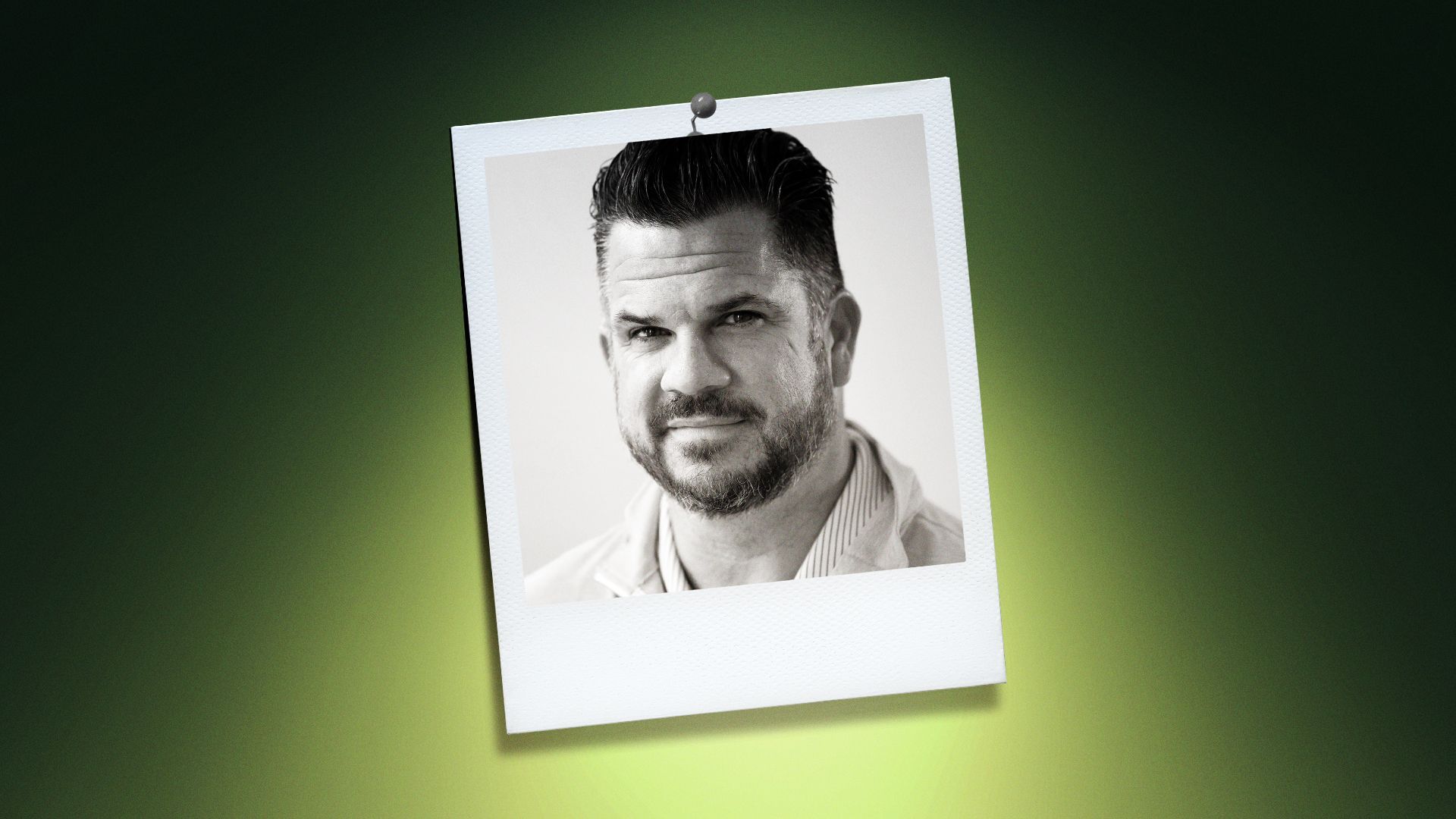 Photo illustration of Joe Giglio in a polaroid photo.